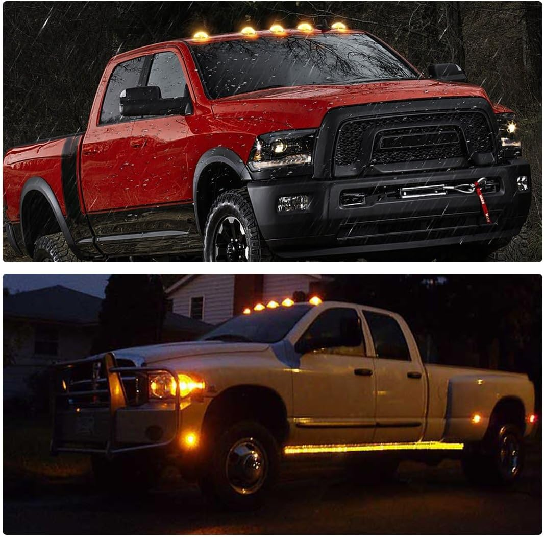 HOCOLO Amber LED Cab Marker Lights Roof Top Running Clearance Lights for Truck SUV Pickup (Black Smoked Lens with T10 Amber Light) - Amber,Yellow image number 7