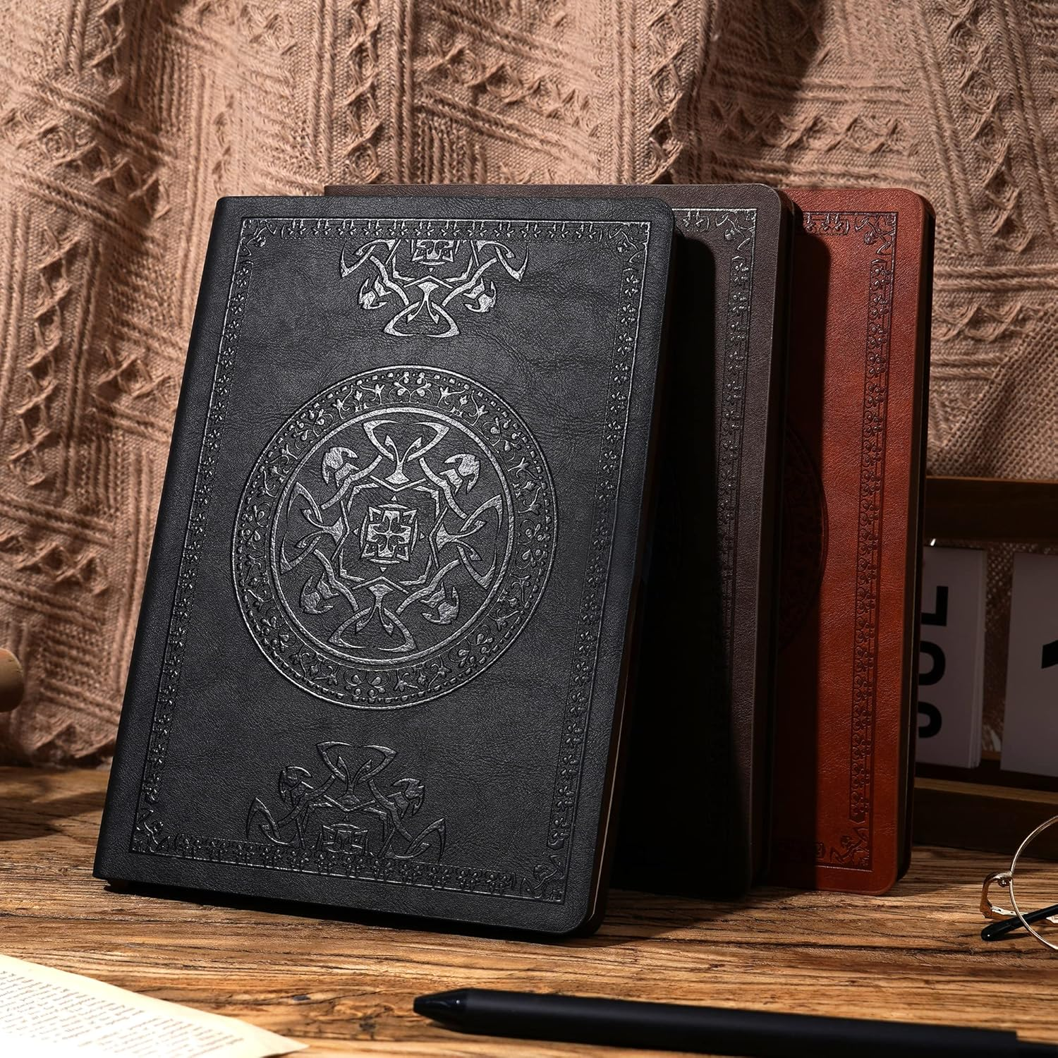 CAGIE Lined Journal for Men Soft Cover Notebook Leather Journals for Writing, 180 Lay Flat Vintage Mens Journal Personal Diary, 5.7'' X 8.3'', Black image number 3