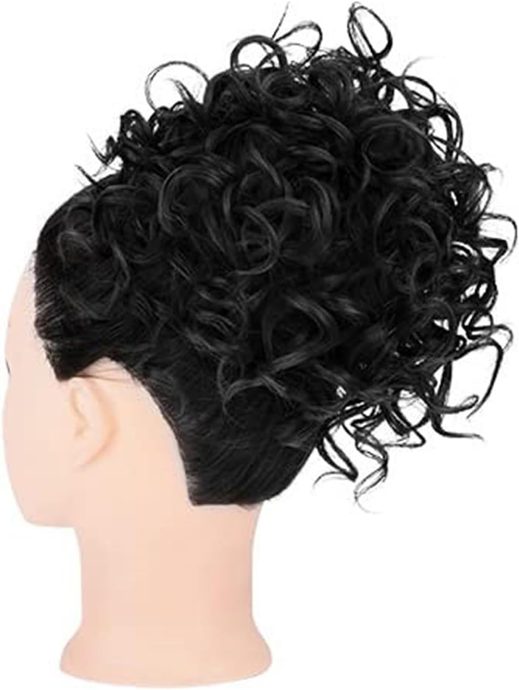 Women'S Curly Hair Bun Wigs Messy Ponytail Hair Wrap Synthetic Hair Extension Drawstring Hair Bands (Black)