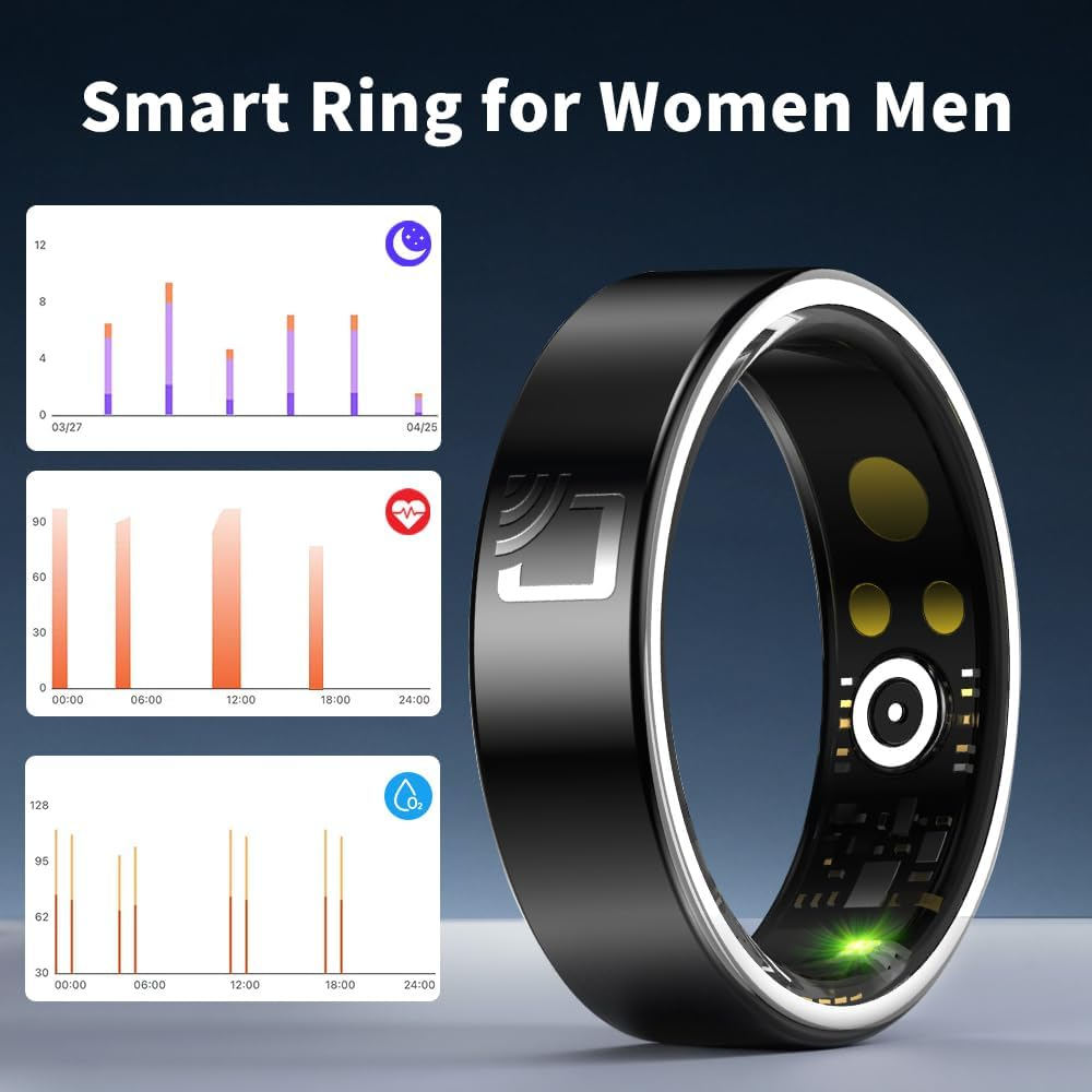 Ceramic Smart Ring | Sleep Exercise Monitor | Health Management | 5-7 Days of Battery Life | Magnetic Charging Case | 8 Sports Modes | 5ATM Waterproof | Android 5.1 & Ios 8.0 | Men & Women (10) image number 6