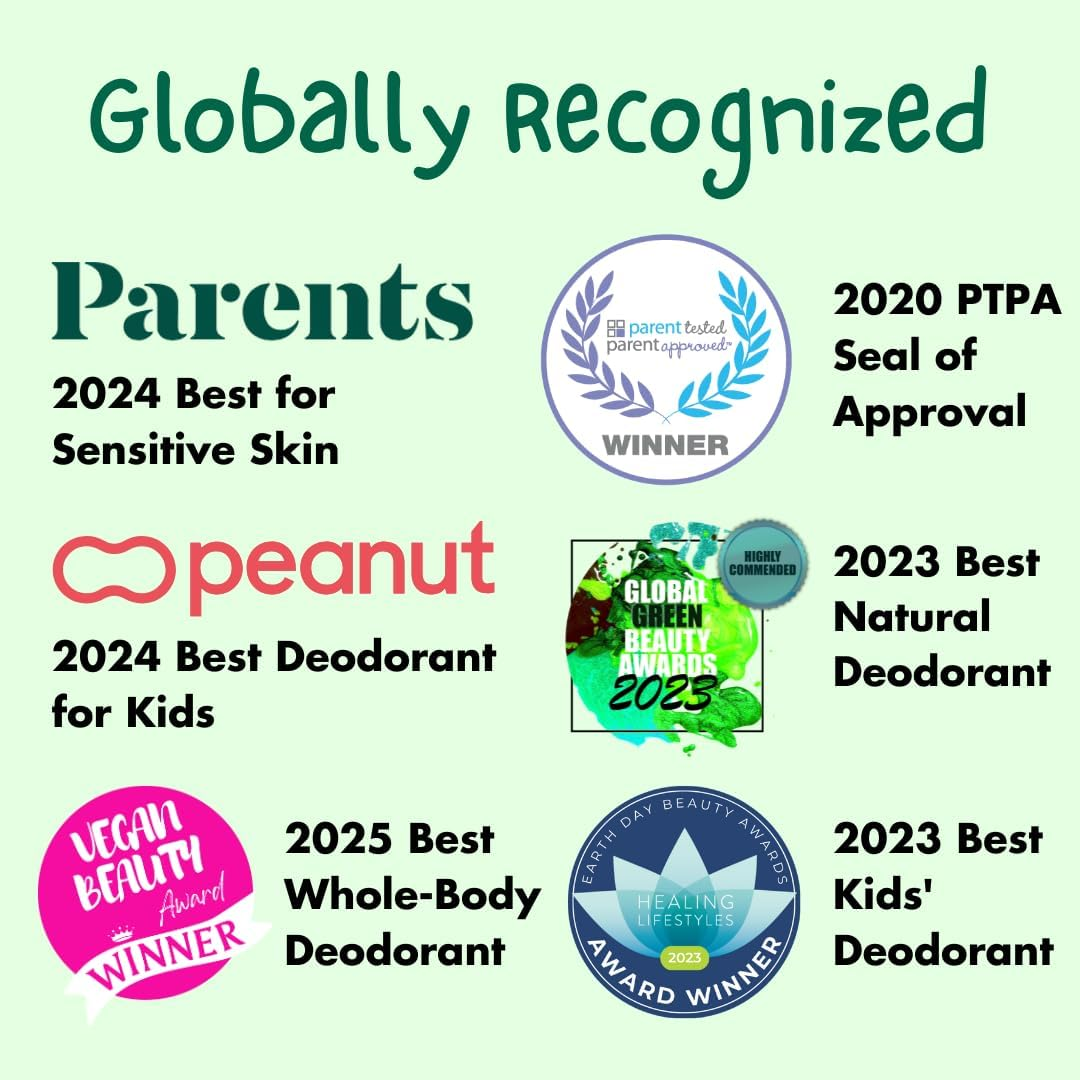 MONA BRANDS All Natural Deodorant for Kids for Girls & Boys Sensitive Skin No Baking Soda No Aluminium Vegan, Non-Gmo, Gluten & Cruelty Free 1 Unit Honeydew, Full Size (50Ml)