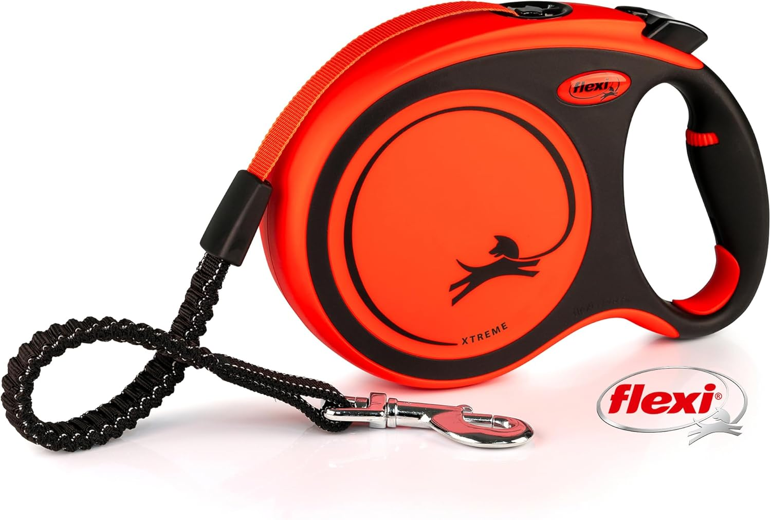 Flexi Xtreme Tape Orange & Black Large 8M Retractable Dog Leash/Lead for Dogs up to 55Kgs/121Bs image number 1