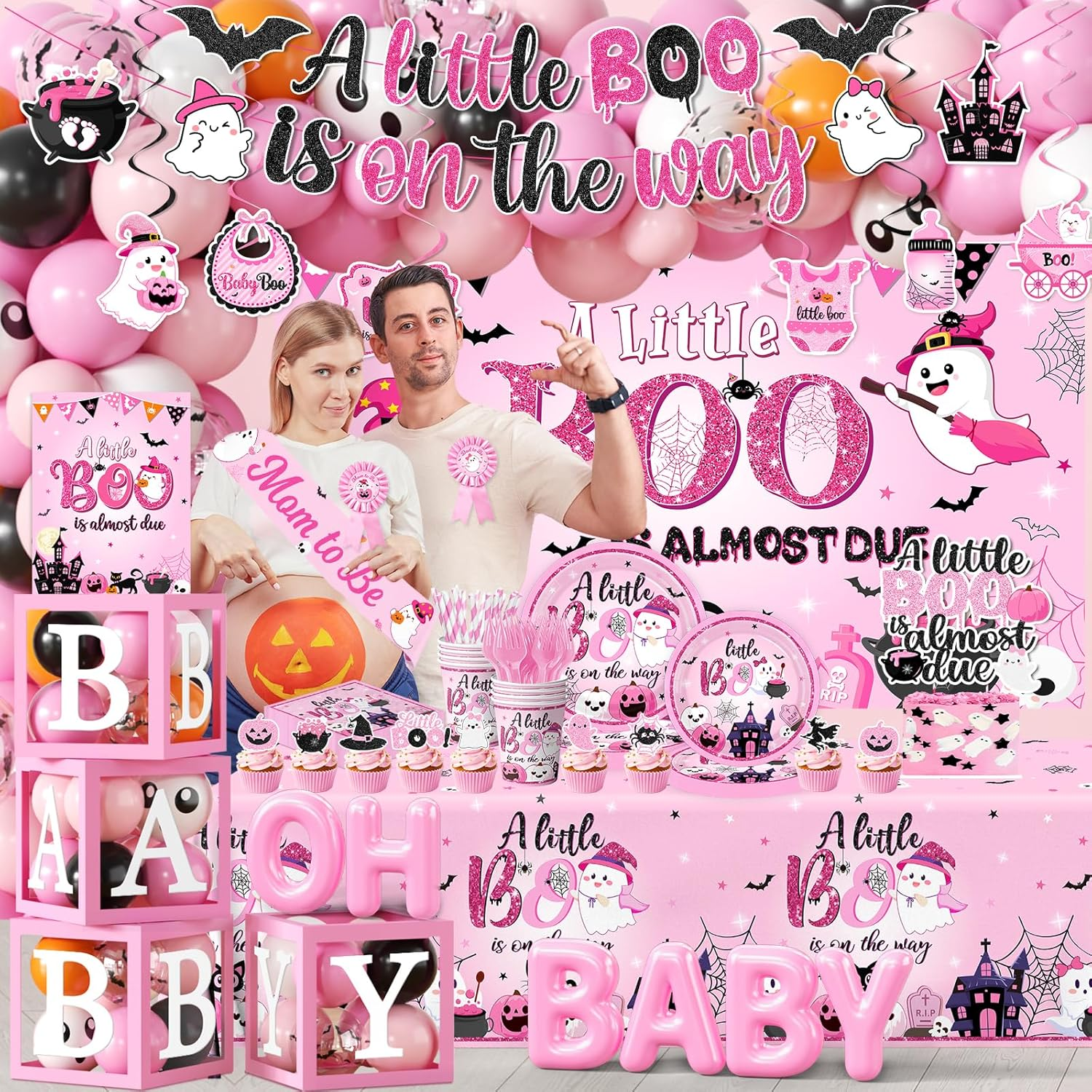 Boo Baby Shower Decorations (Pink) image number 2