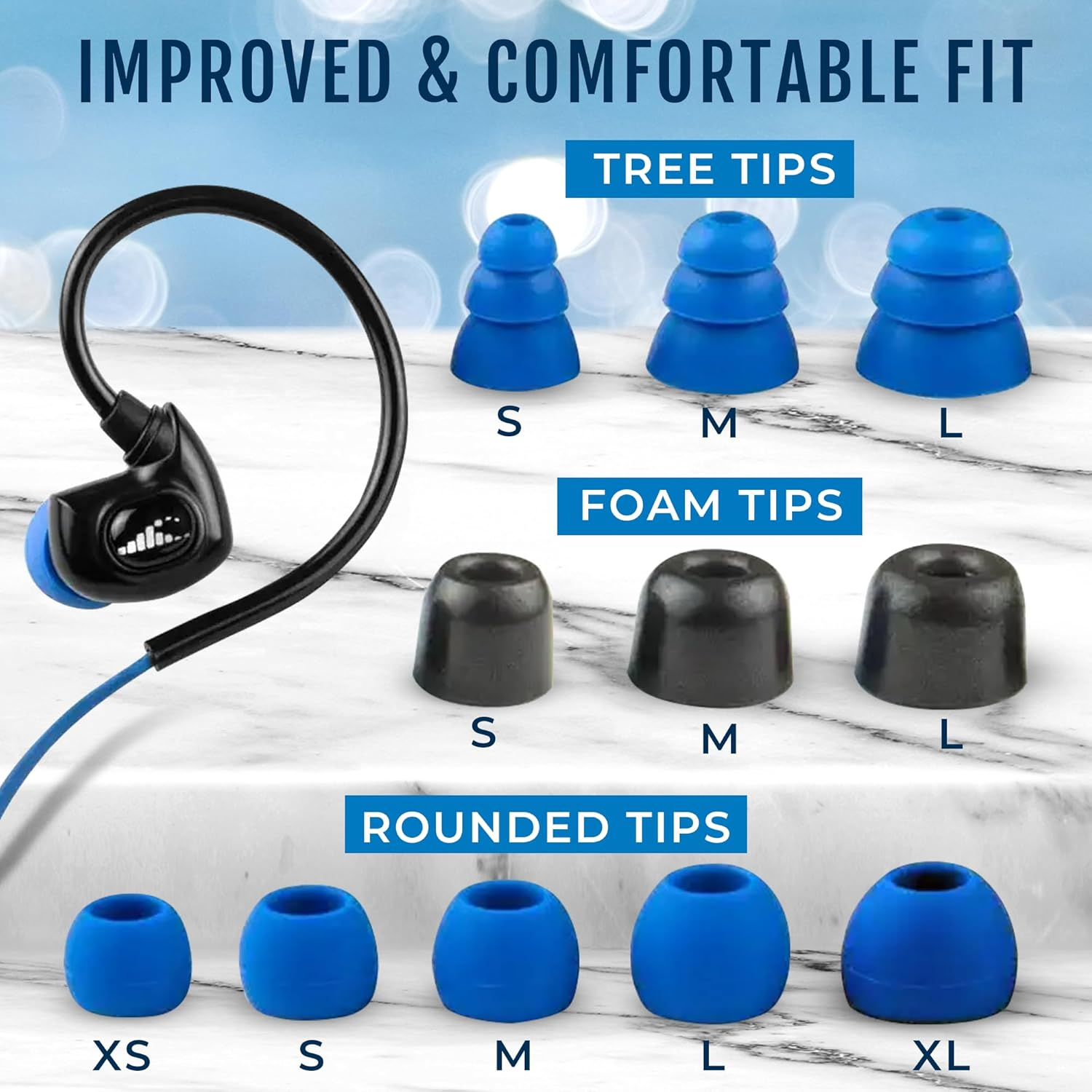 H2O Audio Surge SX10 Waterproof IPX8 Headphones &ndash;(Short Cord Design), In-Ear Noise Cancelling Earbuds for Swimming, Running, Sports &ndash; Lightweight, Secure Fit, Dynamic Bass, Memory Foam Tips image number 3