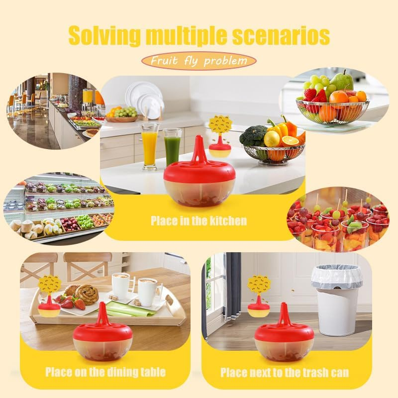 Fruit Fly Trap, Attracts and Kills Fruit Flies, Strong, Fast-Acting Attractant, 2-In-1 Reusable Indoor Fruit Fly Trap for Kitchens and Houseplants (2-Pack) image number 5
