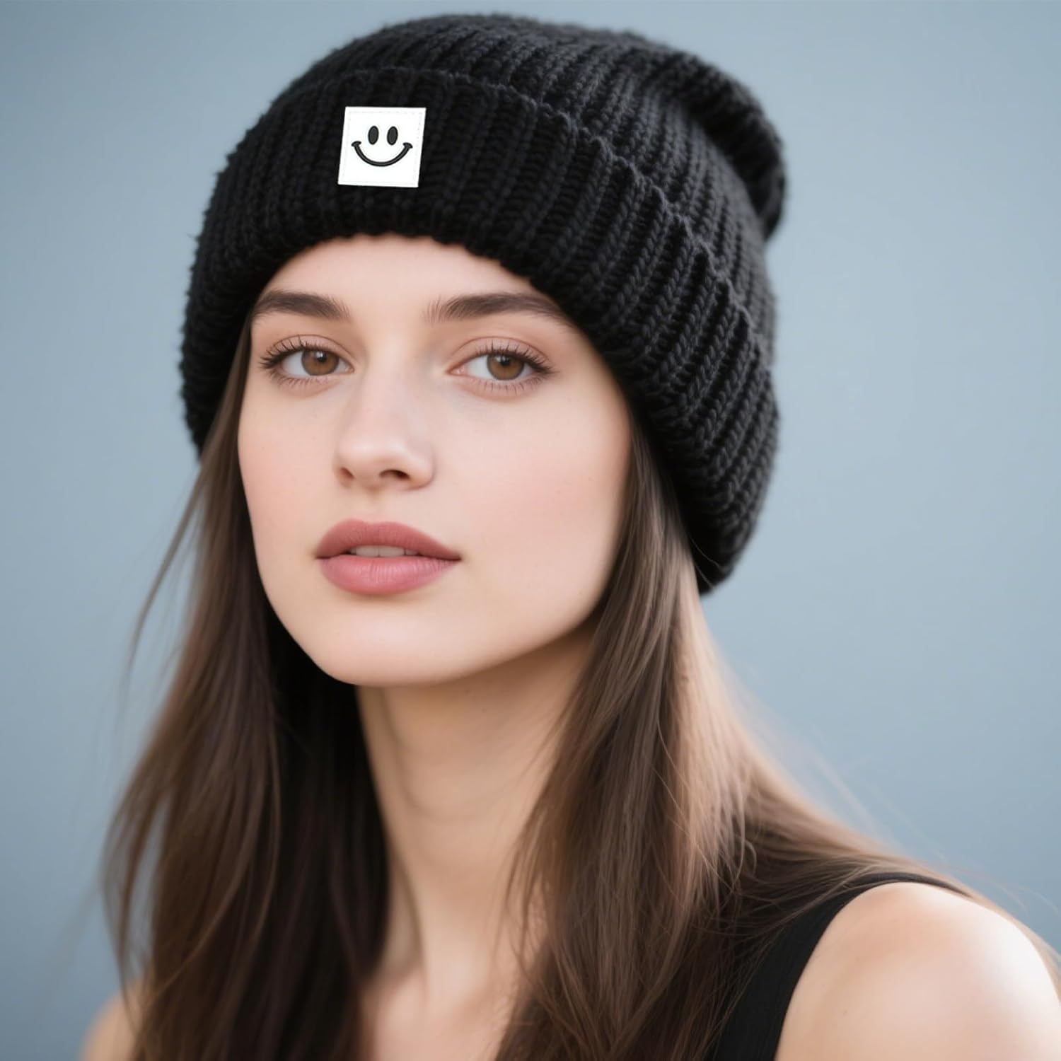 Viiotu Smile Men Beanie, Beanie Hats for Women Warm, Mens Beanie Soft Unisex Knit Hat Beanie for Winter