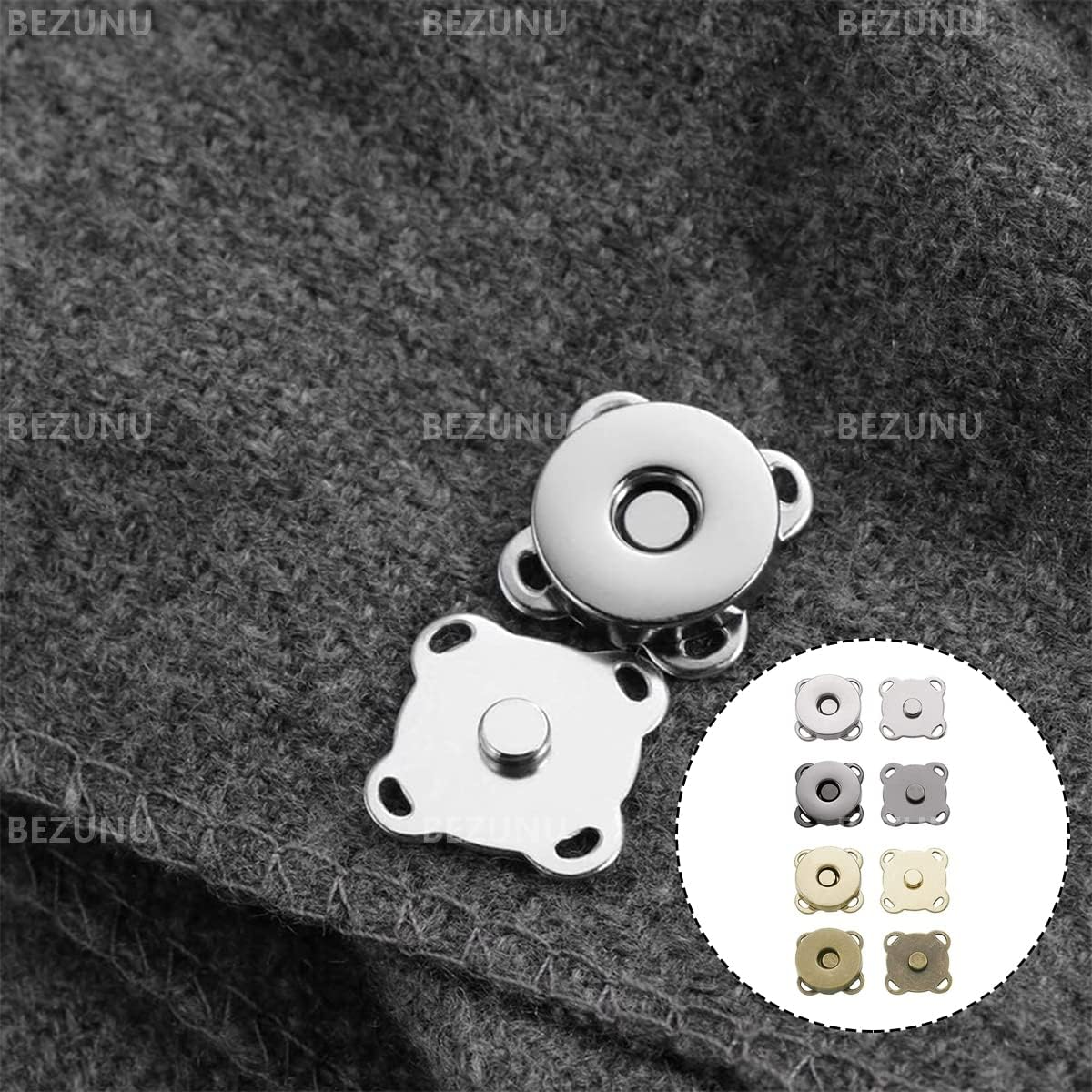 BEZANU Magnetic Button, 16 Set Plum Blossom Magnetic Sewing Clasps Snaps for Clothes, Handbag, Leather Sewing, DIY Crafts (14Mm, 4 Colors) image number 4