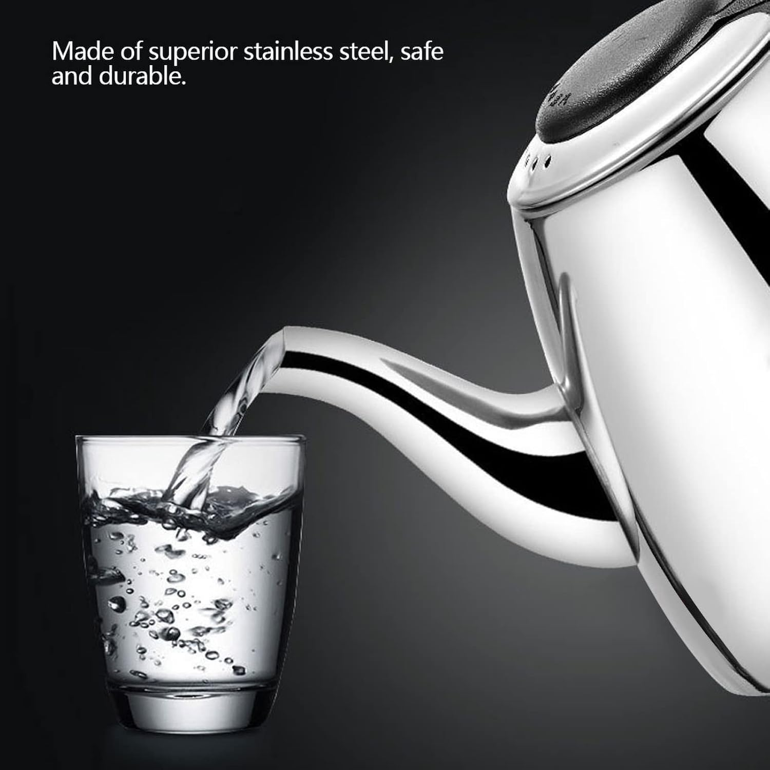 1.2L Stainless Steel Pour over Tea Kettle, Teakettle for Stovetop Induction Stove Top, Fast Boiling Heat Water Tea Pot, Working on Induction Stove, Gas Stove Top image number 1