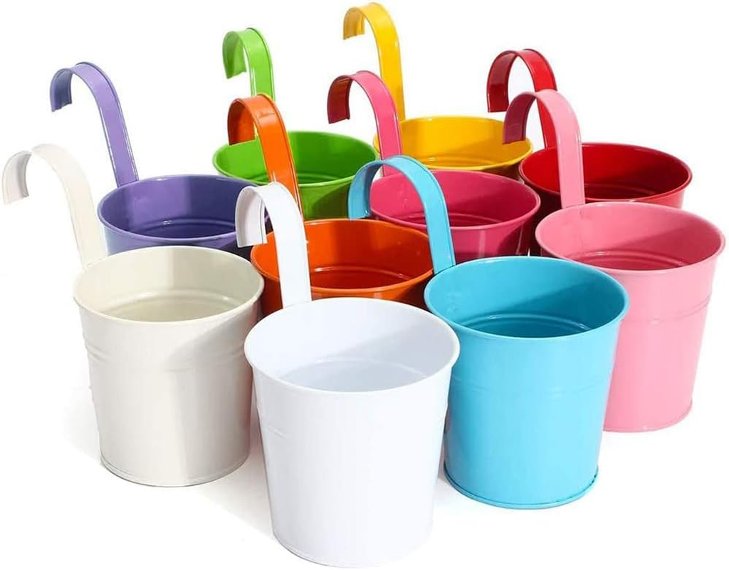 10PCS Hanging Flower Pots Iron Garden Plant Balcony Planter Detachable Hook image number 2