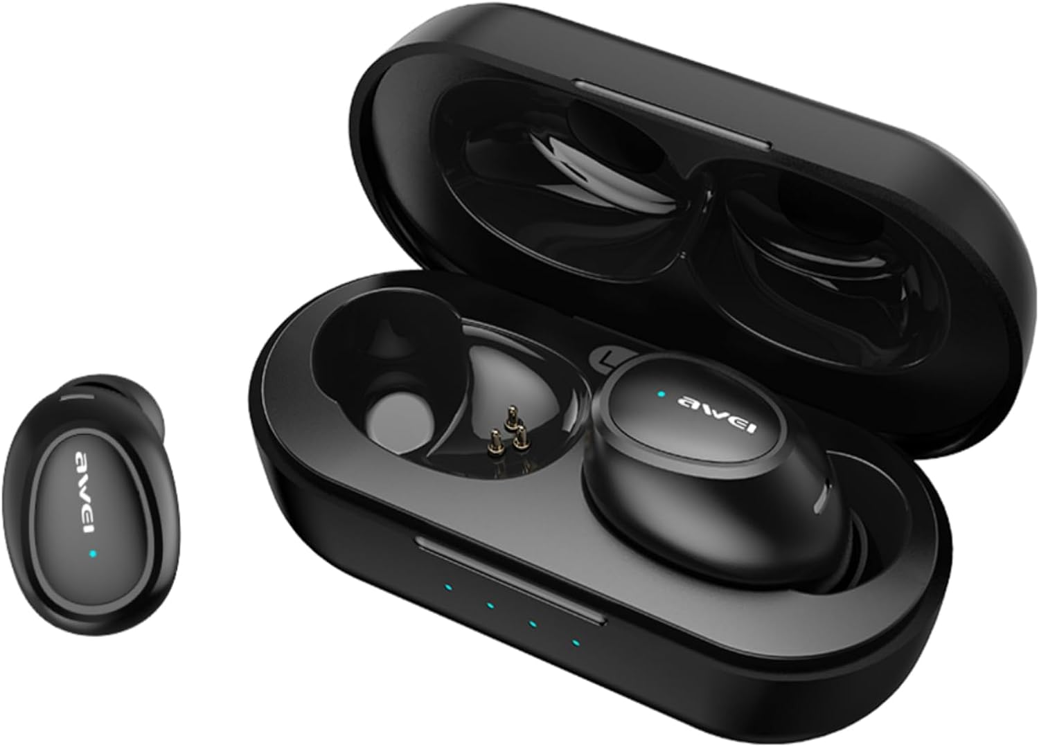 AWEI T16 Wireless Earbuds Bluetooth 5.3 Headphones, 37 Hrs Playback Stereo Ear Buds IPX6 Waterproof In-Ear Earphones, Bluetooth Earbuds with Mic Compatible with Iphone, Android, Laptops Black image number 4