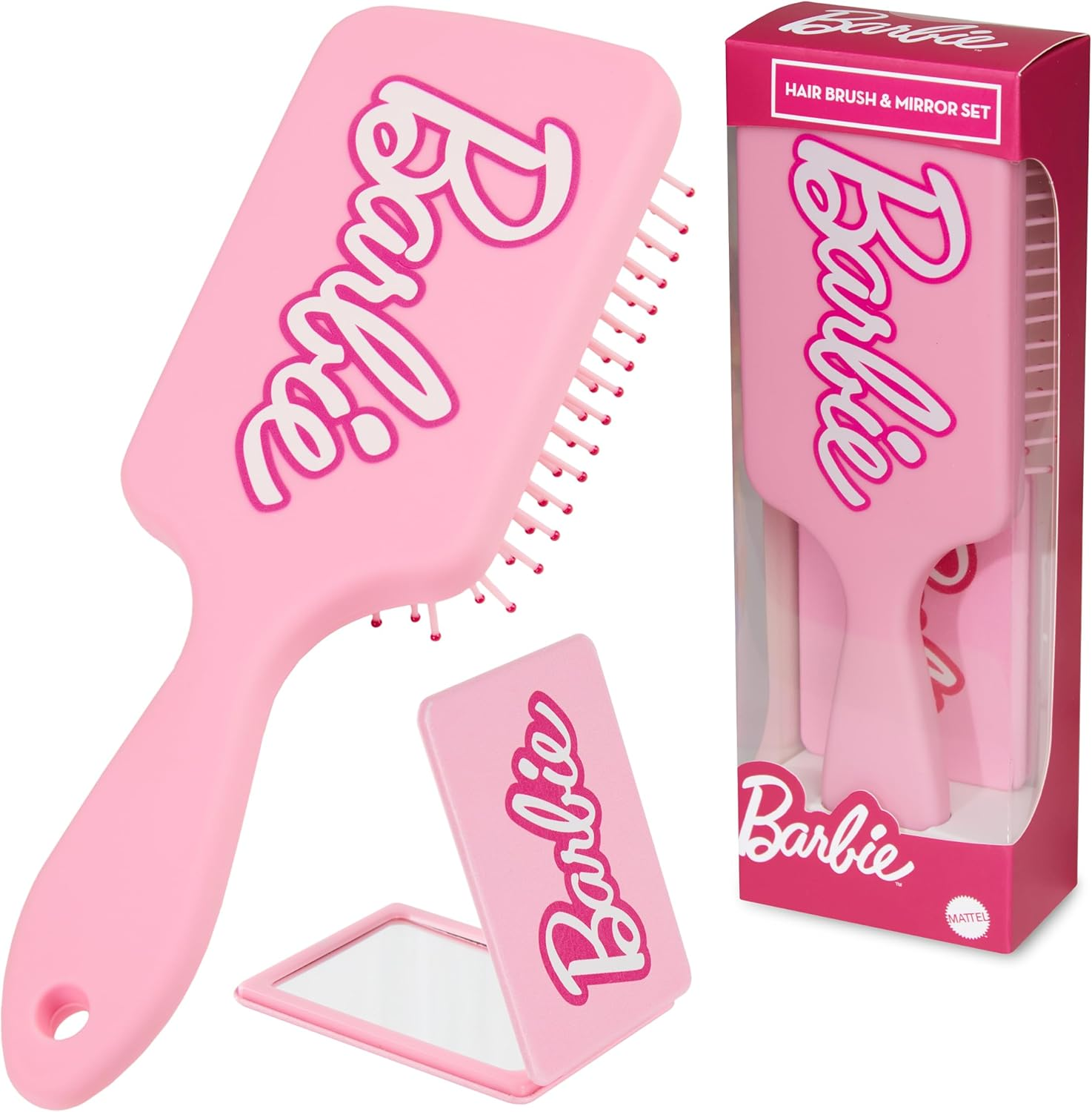 Barbie Detangle Hair Brush for Women Teenagers Girls, Paddle Brush and Compact Mirror Set - image number 4