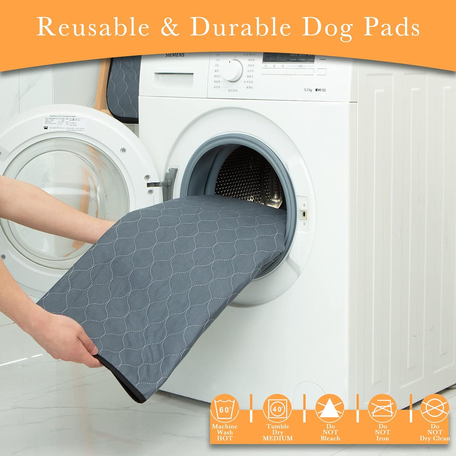 Washable Pee Pads for Dogs 2 Pack, 183X183Cm, Reusable Puppy Pads, Dog Training Pads with Quick Dry, Anti-Slip Dog Cat Pee Pads, Whelping Pads, Potty Pad. image number 6
