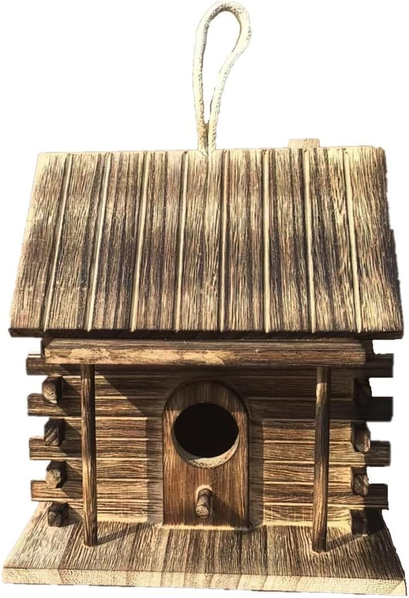 Jade Deals Wooden Bird House, 6.69&times;6.29&times;7.08In Outdoor Hanging Nest Box, Solid Natural Wood, for Parrots/Finches/Small Birds, Garden/Balcony Use image number 4