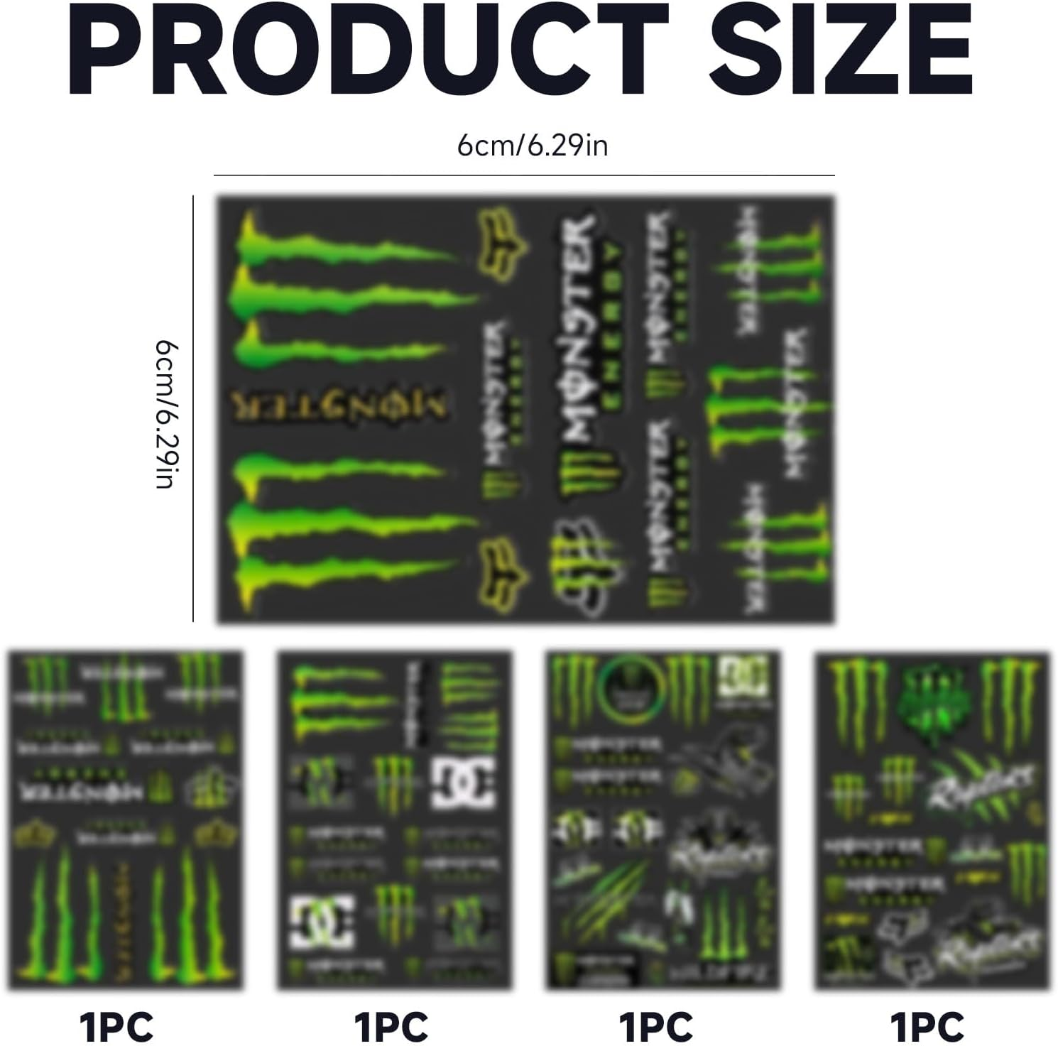 EUYKQNOI 4-Piece Bicycle Sticker Monster Ener Gy Motorcycle Sticker Motorcycle Cool Motorcycle Helmet Sticker, Mon Ster Energy Sticker, High-Quality Stickers for Motorcycles, Skateboards, Off-Road image number 3