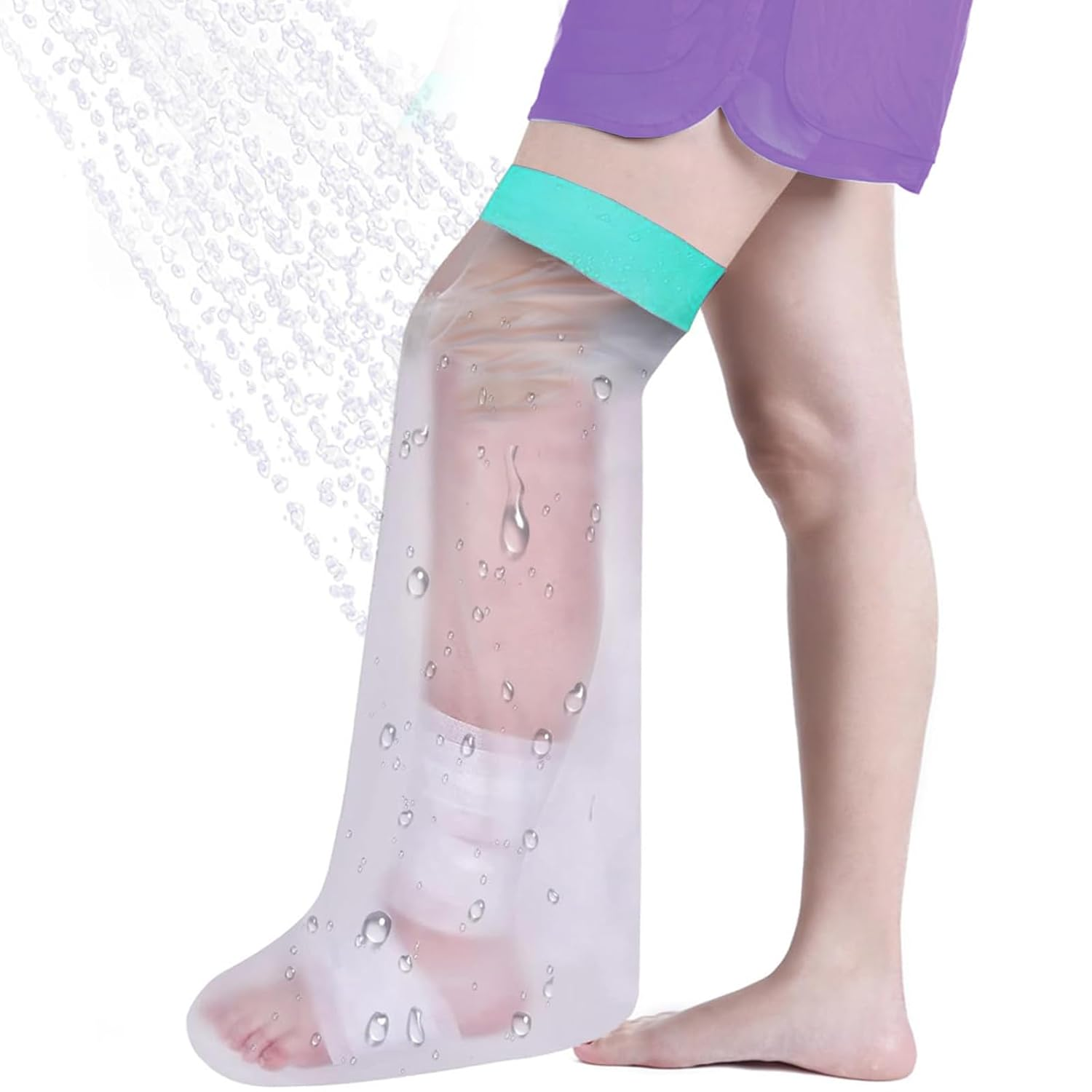 Waterproof Leg Cast Cover for Shower, Reusable Adult Plaster Protector, Elastic Shower Cover