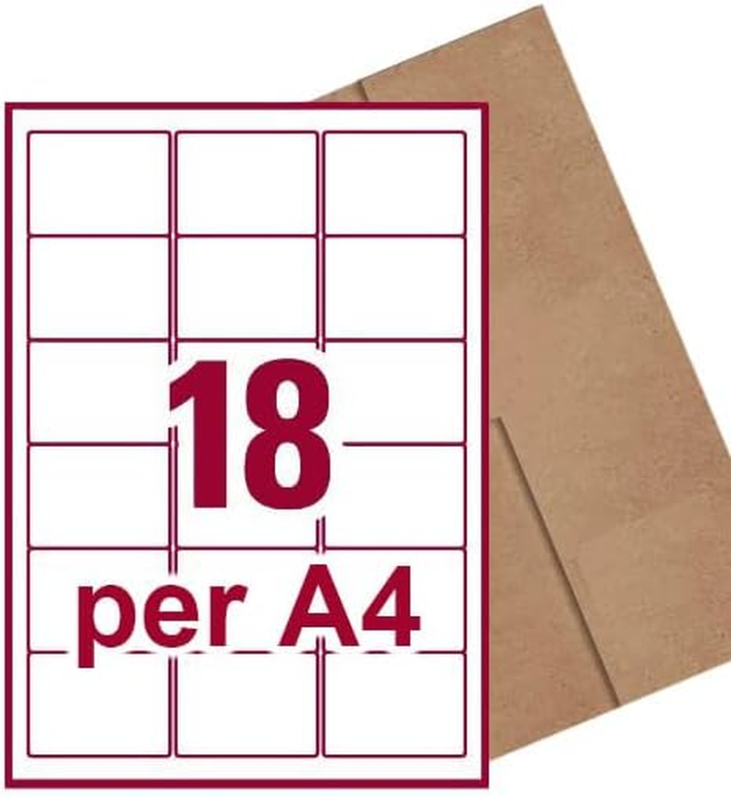 [18 per Page] A4 Self Adhesive Address Labels Laser Inkjet Print Mailing Stickers Label 63.5 X 46.6Mm 400 Sheets 7200 Labels