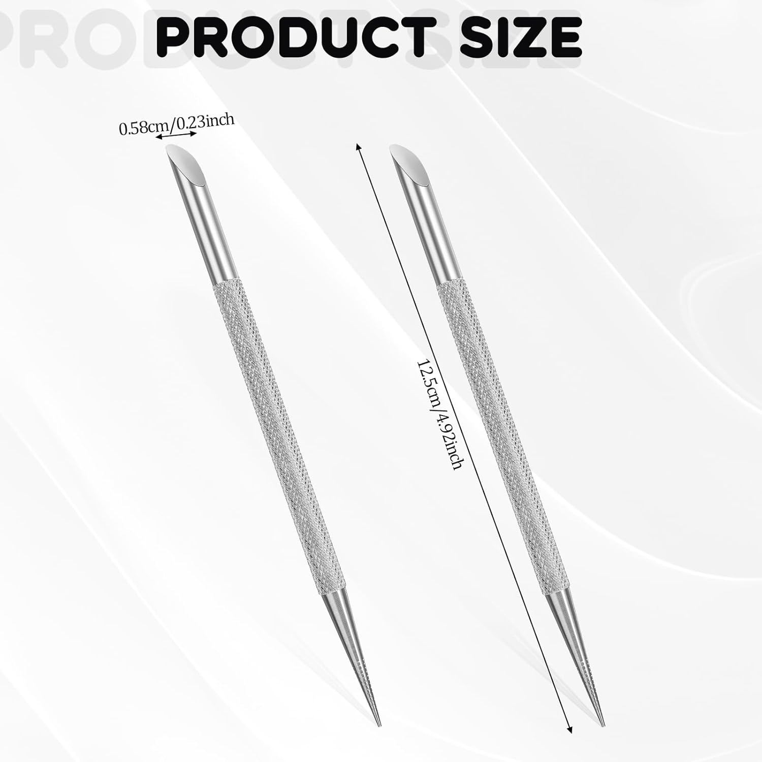 Qianyu Pack of 2 Professional Cuticle Pusher Gel Nail Polish Remover Kit Stainless Steel Nail Pusher Full Metal Cuticle Pusher for Manicure Pedicure Nail Cleaner Cuticle Remover (12.5 X 0.58 Cm) image number 4