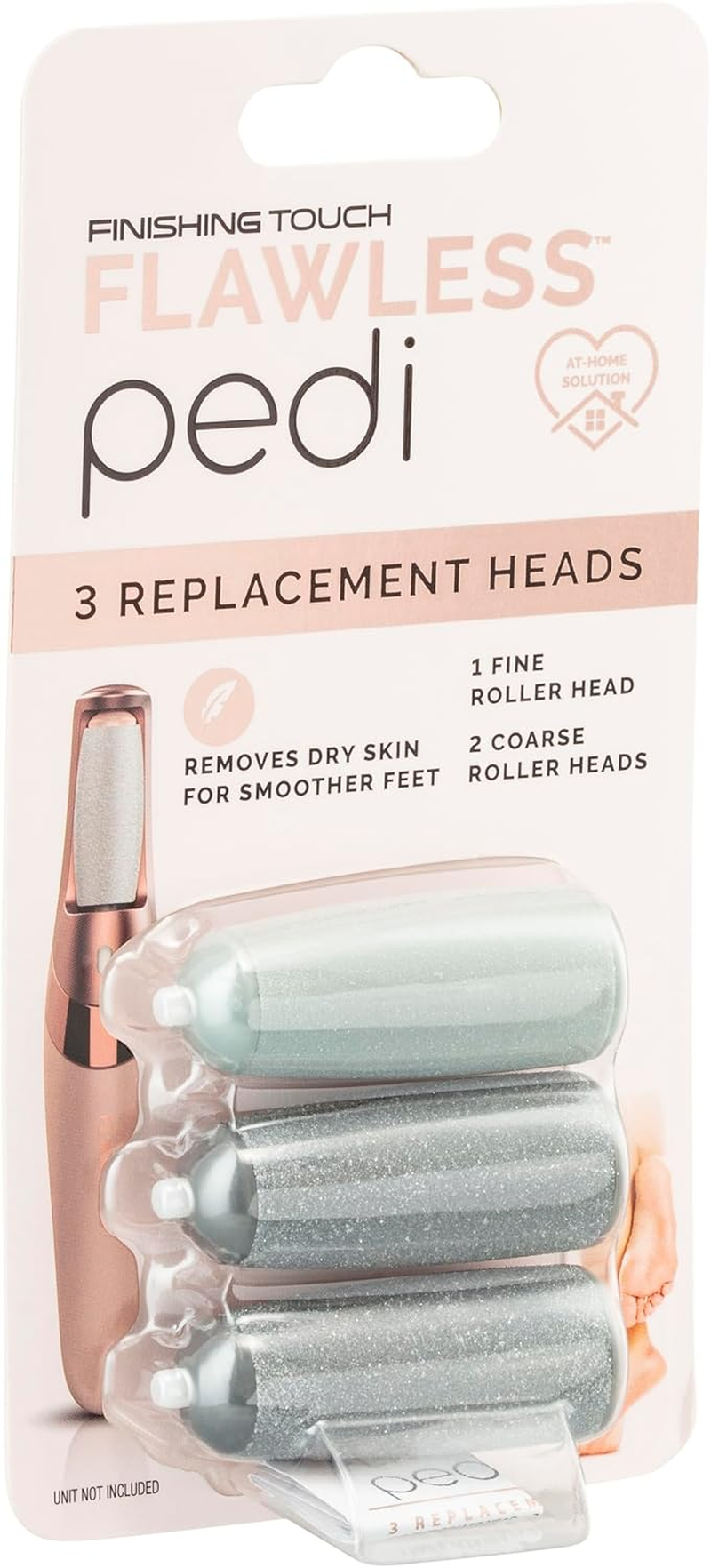 Finishing Touch Flawless Pedi Replacement Heads 3 Pack | for Rechargeable Pedicure Tool, Smooths Dry & Cracked Skin, Removes Hardened Skin & Calluses for Polished Feet