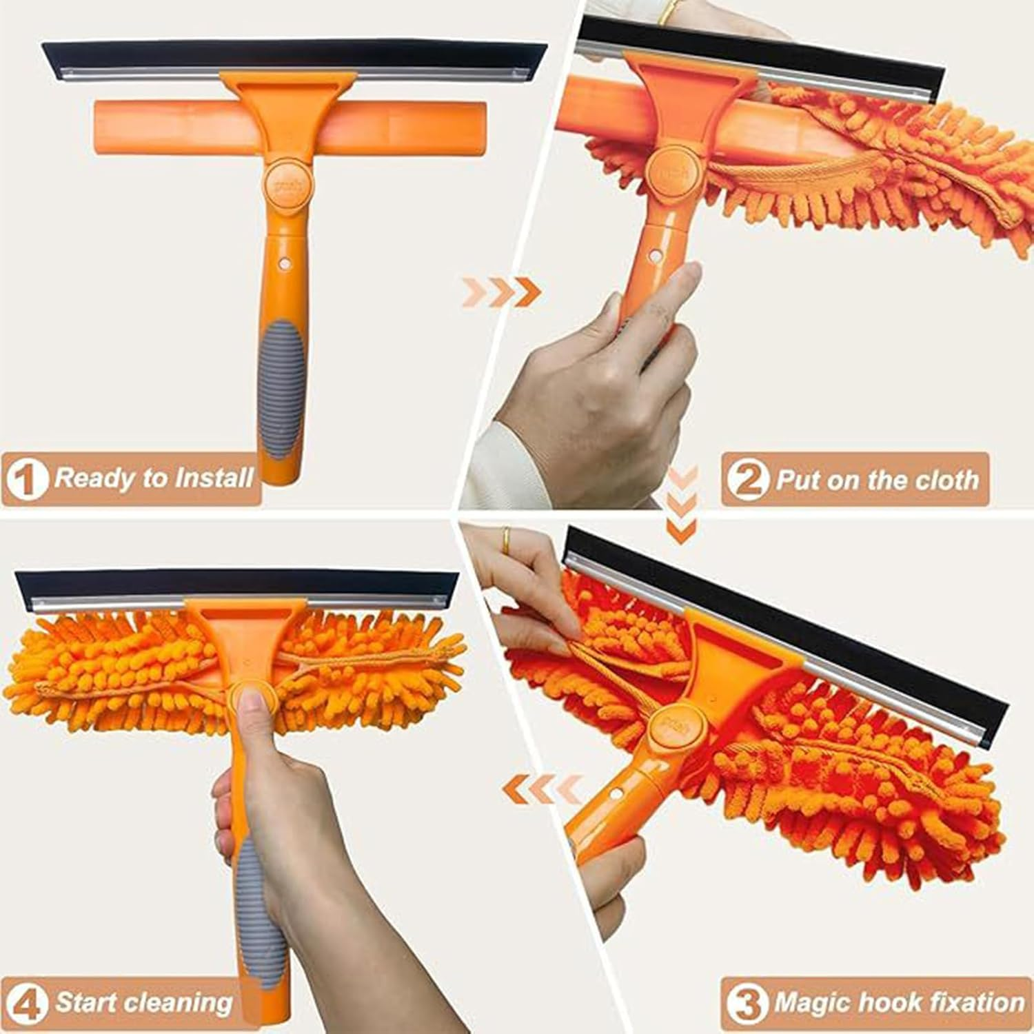 Tall Duster for High Ceilings - Long Reach Duster,Window Squeegee Cobweb Remover Cleaning Tools Kit for Furniture Indoor Home Roof Ceiling Fan Outdoor image number 4