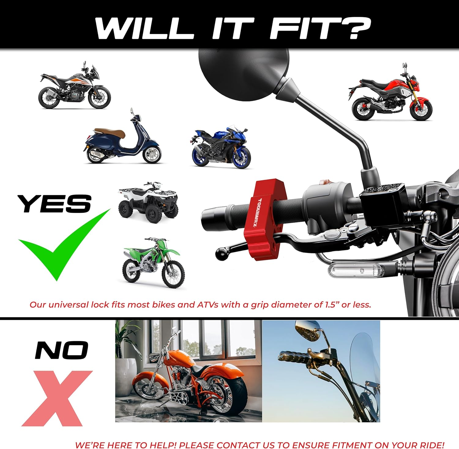 Motorcycle Handlebar Lock Grip with Lever Protection Sleeve - Heavy Duty Motorcycle Lock anti Theft Throttle Brake Grip Lock Men, Moped Accessories for ATV, Scooter & Dirtbike Accessory image number 1