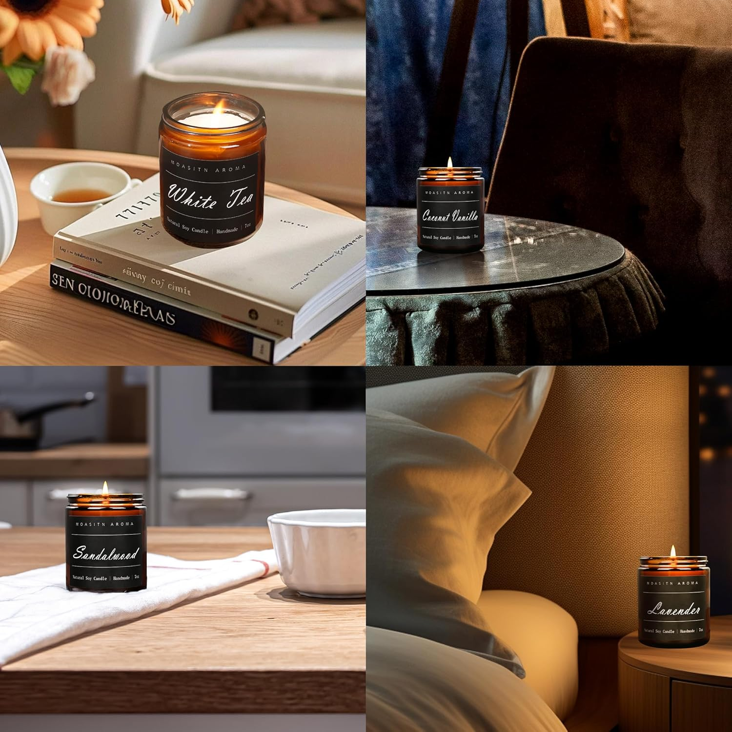 MOASITN Merry Christmas Scented Candles for Home|Cardamom,Cinnamon,Orange Scented Natural Soy Candle|Women,Men Jar Candel for Christmas,Winter,Relaxing|Longlasting Aromatherapy Candle|7Oz image number 6