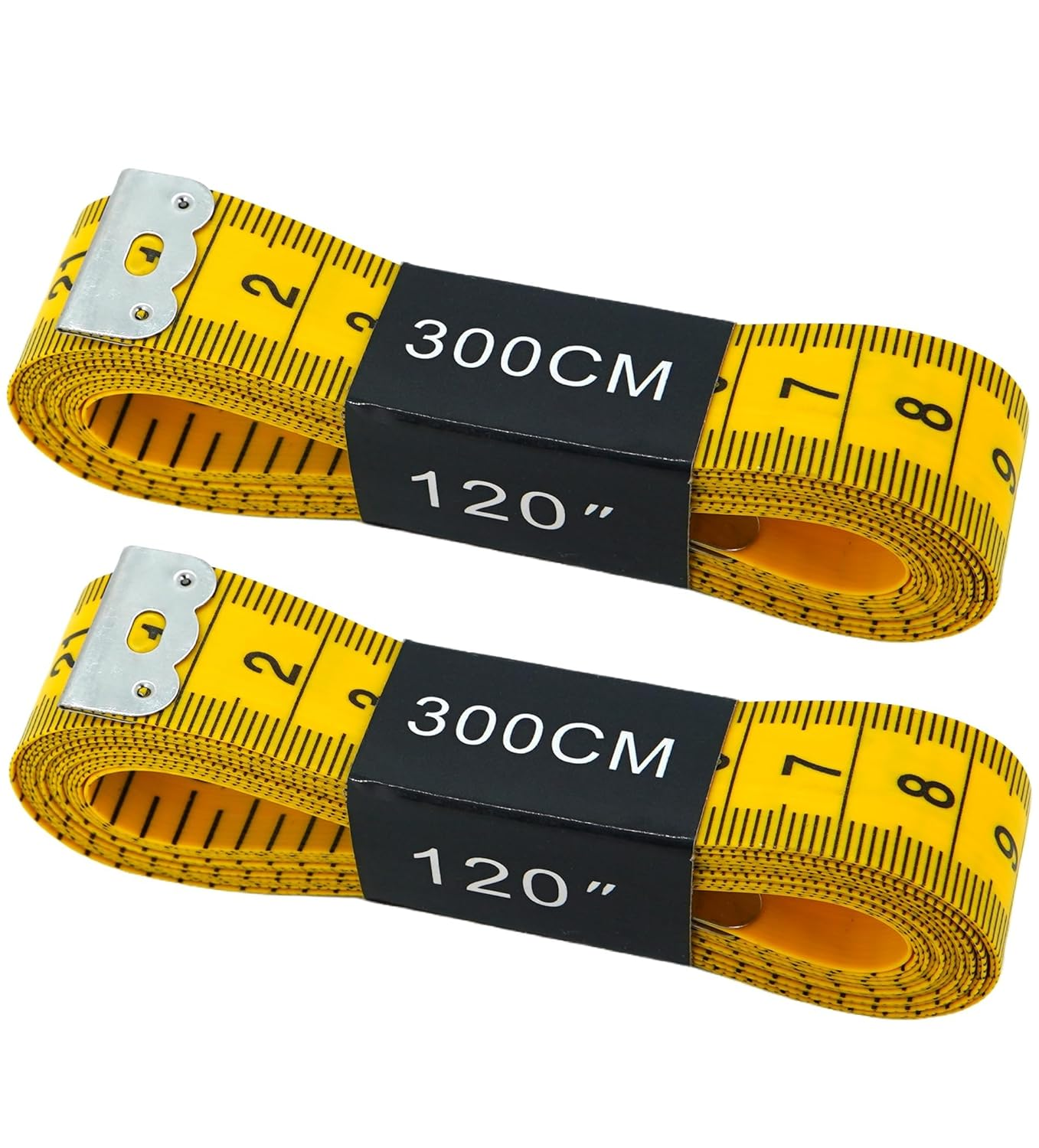 YBVABE 300Cm Measuring Tape for Body, 2PCS Double Scale Soft Tape Measure Body Sewing Flexible for Weight Loss Medical Body Measurement Sewing Tailor Craft Vinyl, Has Inches Scale on Reverse Side