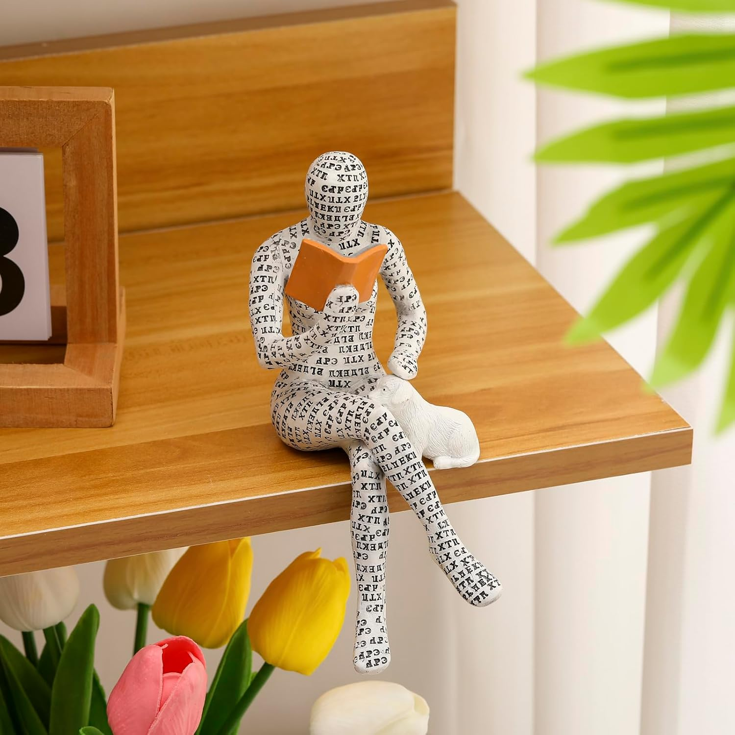 Home Decor Thinker Statue Pulp Reading Women Aesthetic Bookworms Abstract Sculpture Decoration for Home, Office, Living Room（11）