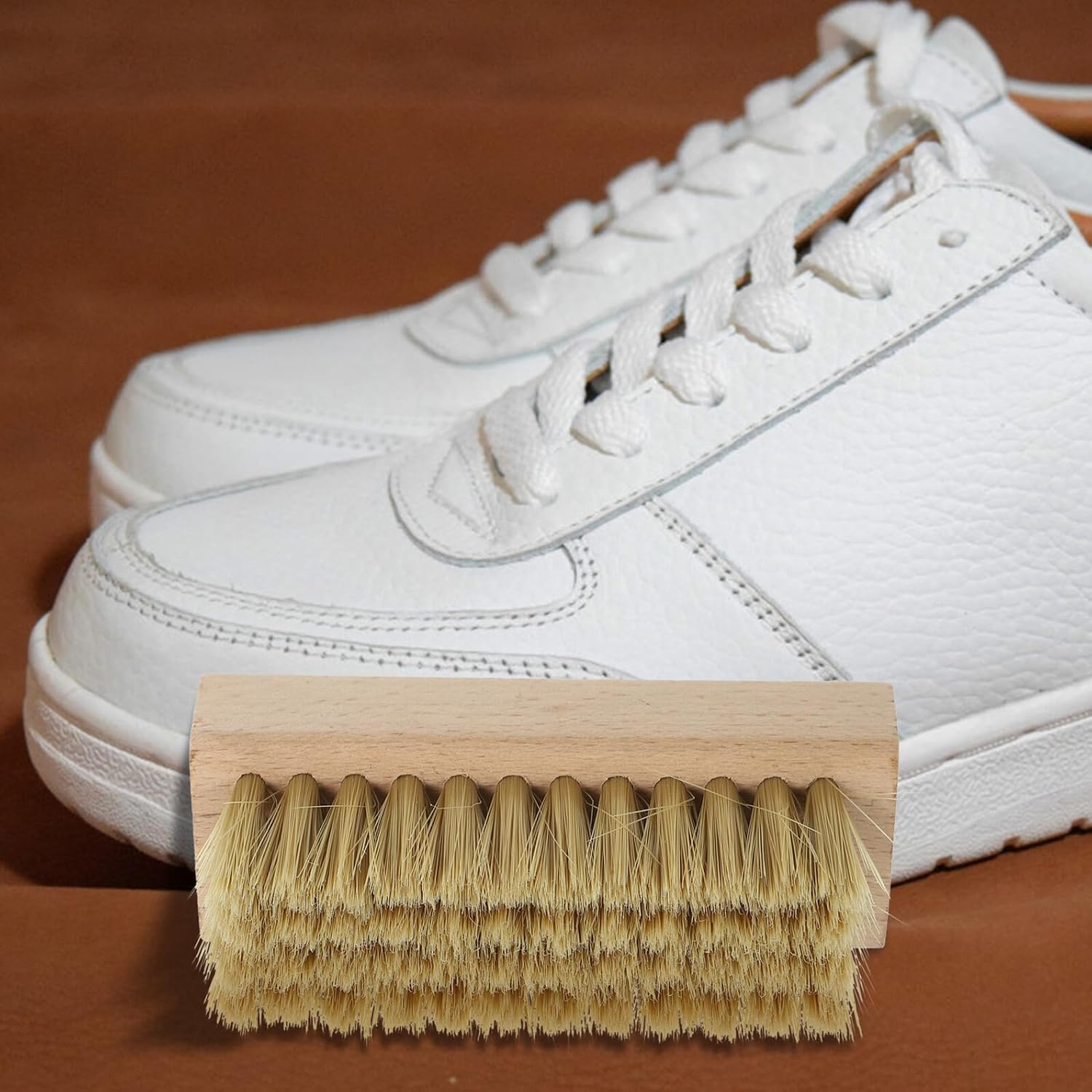 Healvian Cleaning Brush Scrub Brush 2Pcs Wood Handle Soft and Hard Bristles for Clothes Shoes Bathtub Daily Household Use image number 1