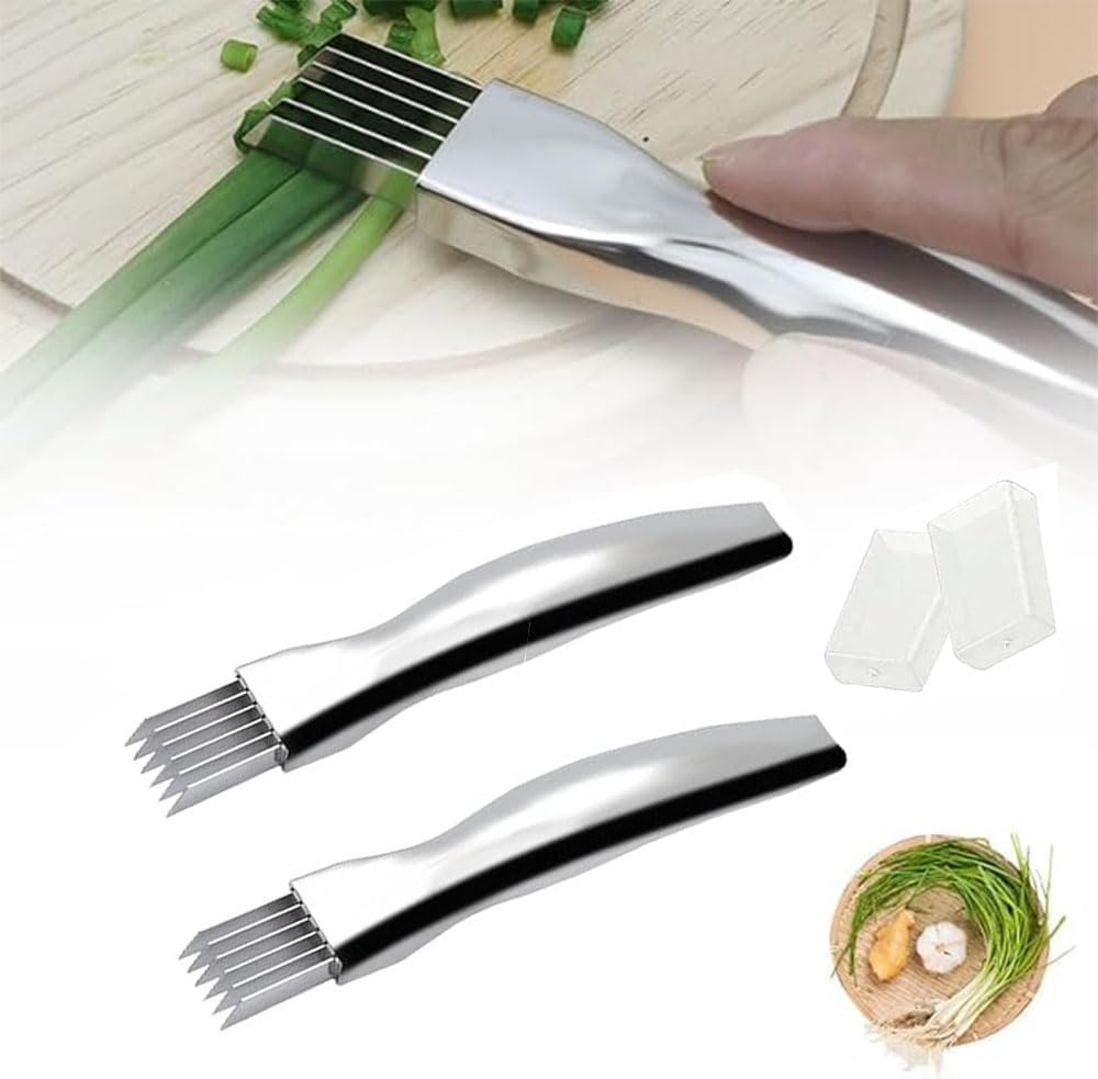 Stainless Steel Green Onion Knife, Scallion Shredding Cutter, Kitchen Vegetable Tool, 2-Pack image number 3