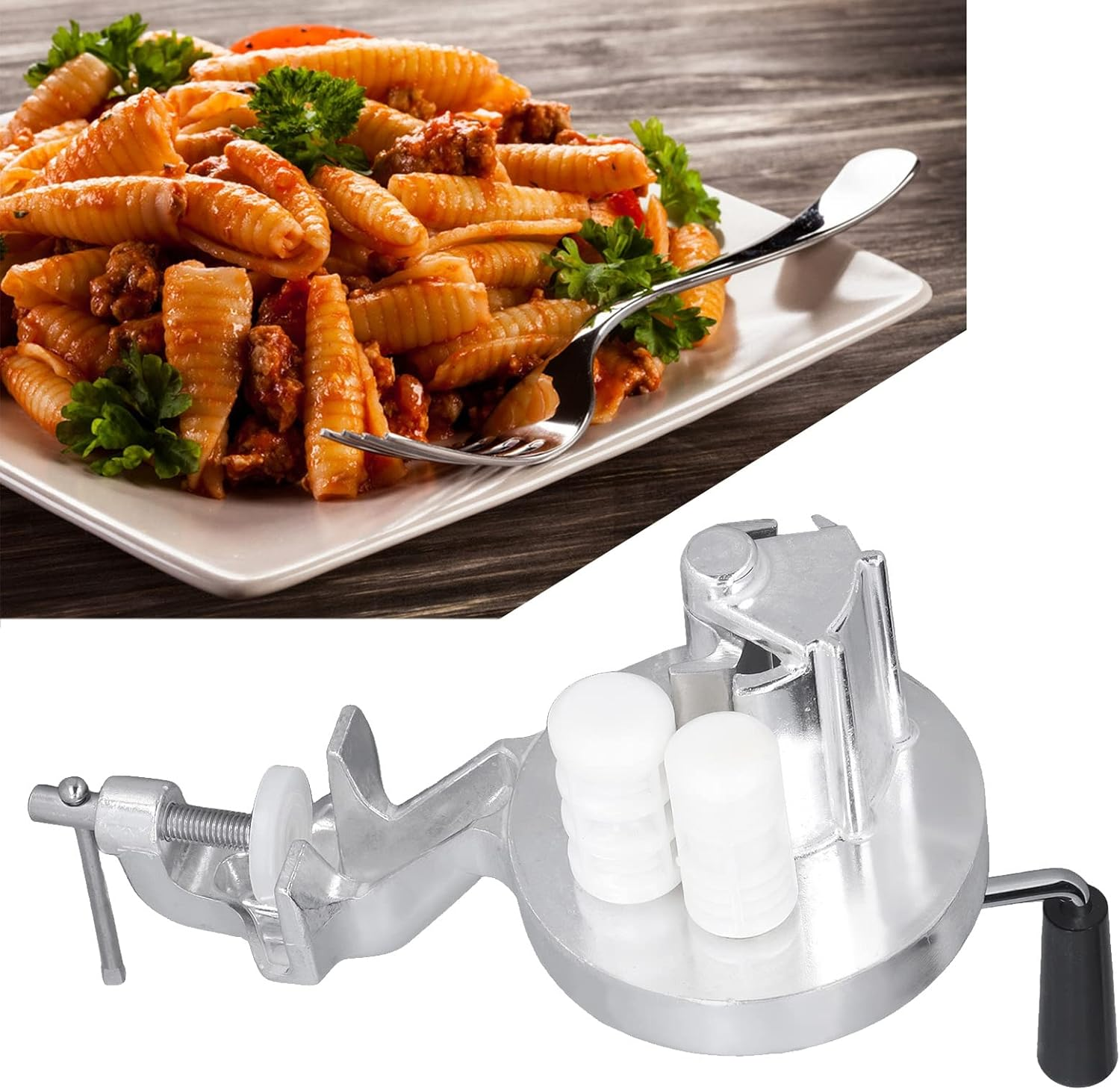 RASTKY Manual Noodle Maker Macaroni Maker Aluminium Alloy Silver Portable Hand Cranking Noodles Pressing Machine for Kitchen Restaurant - Kitchen Gadget for Homemade Noodles image number 5