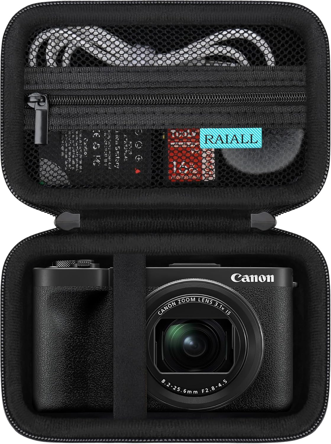 RAIALL Camera Case for Canon Powershot V1 Digital Camera, Powershot V1 Vlogging Camera Travel Hard Bag, Protective Storage Cover Holder for Batteries, SD Card, Cable and Memory Card Reader, Black