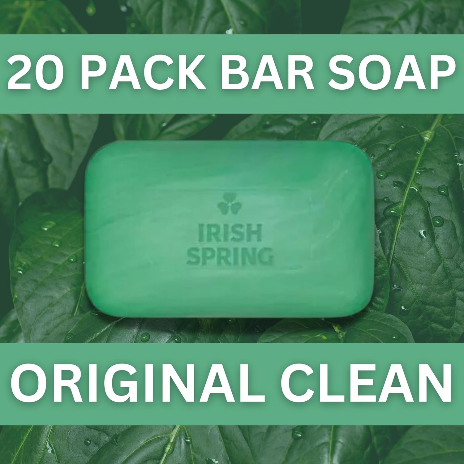 HOME IMPACT Irish Spring Bar Soap (20 PACK) Value Pack - W/Bar Soap Holder & Loofah - Large 4 OZ Soap Bars, Original Clean Body Soap, Mens Bar Soap W/Soap Bar Holder & Loofah Sponge image number 1