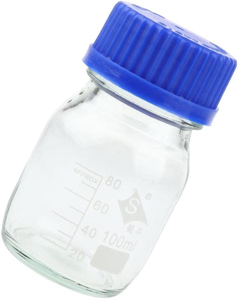 Baosity Lab Polypropylene Wide Mouth Reagent Bottles, Clear Glass Storage Jar 100Ml/ 250Ml/ 500Ml/ 1L - Blue, 100Ml