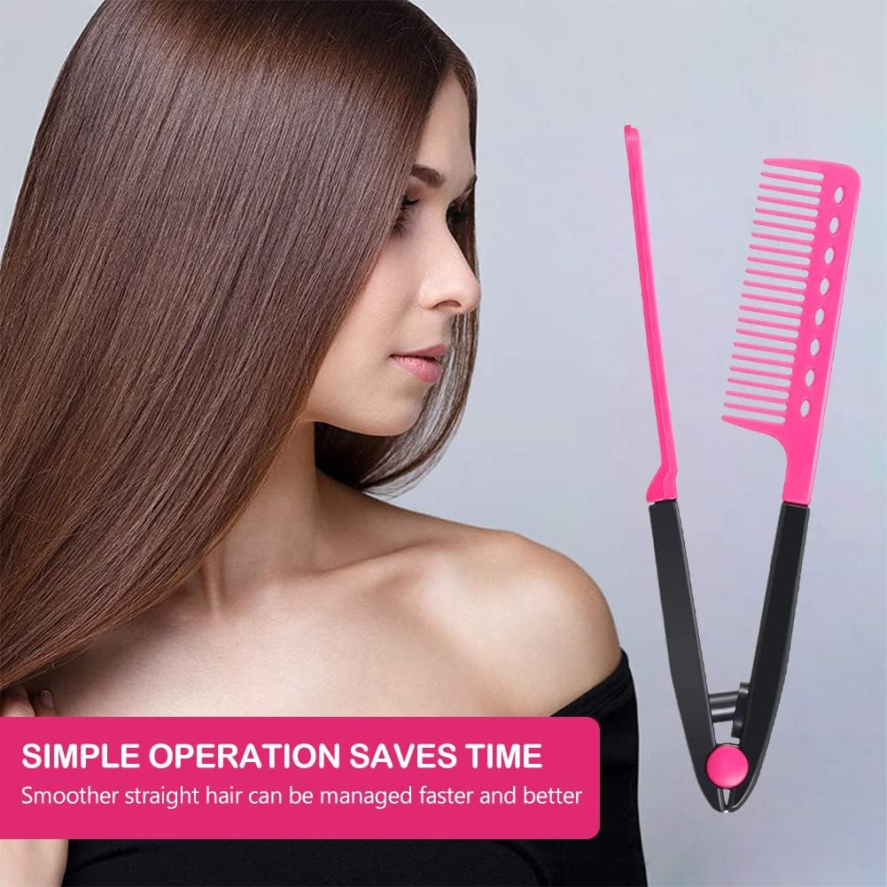 V Shaped Comb, Hair Straightening Plastic Comb, V Shape Comb, Hairdresser Styling Tool Comb for Hair Styling Hairdresser, Home, Curly Hair, Straight Hair to Prevent Tangling (Pack of 2) Butyeak image number 4