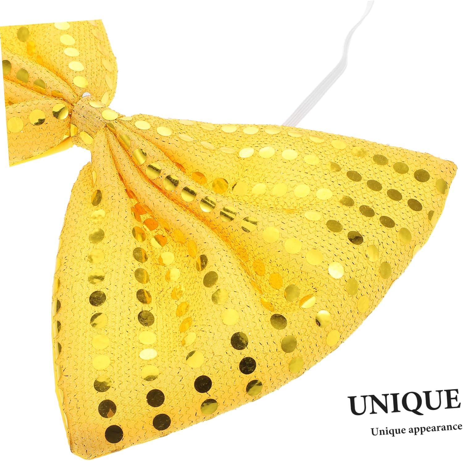 JEWEDECO Sparkly Oversized Sequin Bow Tie for Men Pre Tied Large Glitter Bowknot Accessory for Masquerade Carnival Holiday Parties Theatrical Performances - Golden image number 6