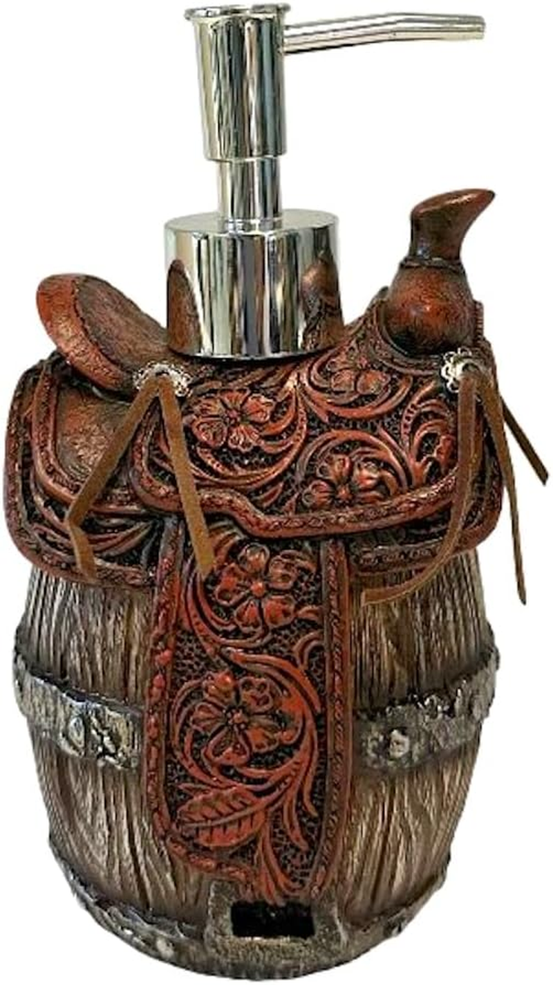 The Bridge Collection Western Saddle Soap Dispenser & Lotion Pump - Country Western for Home Decor - Western Decor for Native, Country, Cabin Decor