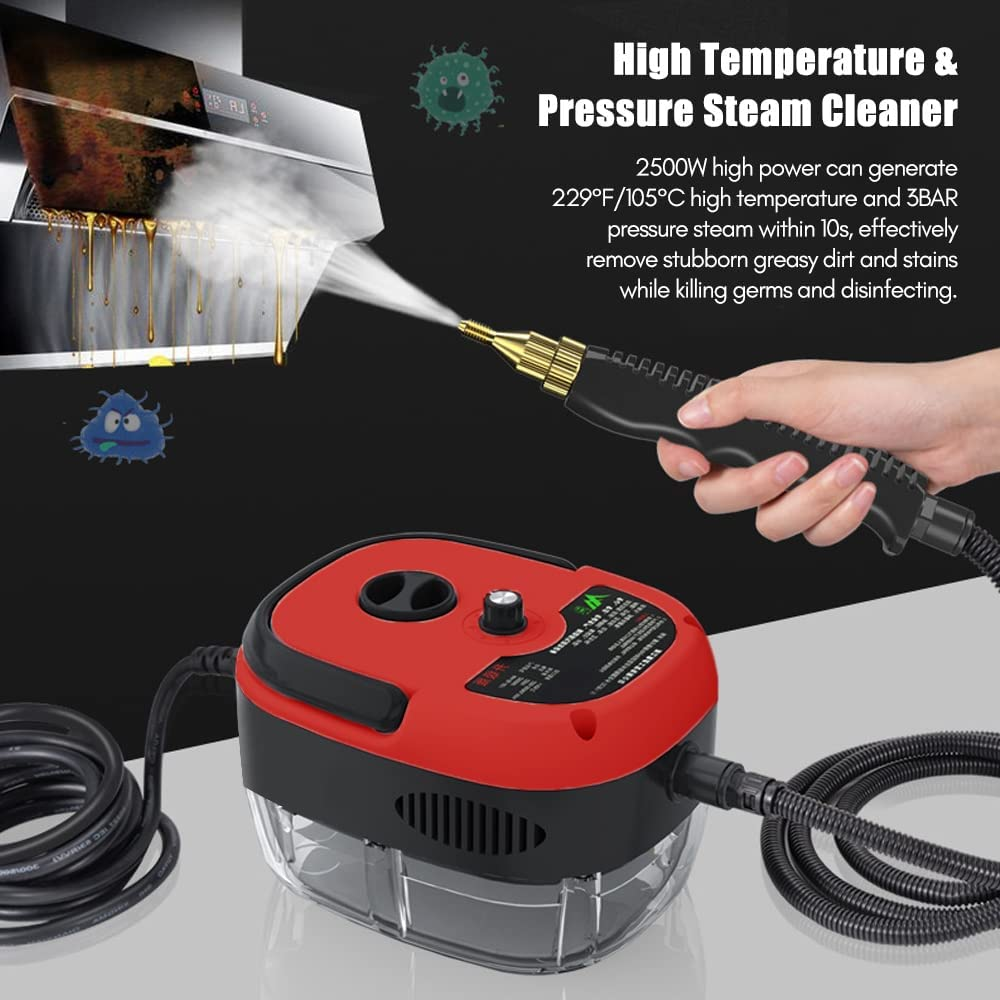 2500W Handheld Steam Cleaner High Temperature 229&deg;F/105&deg;C & 3BAR Pressure, 10S Fast Heat All-Purpose Portable Steam Cleaner with 3 Brush Heads for Kitchen Bathroom Car Furniture Floor Detailing image number 1