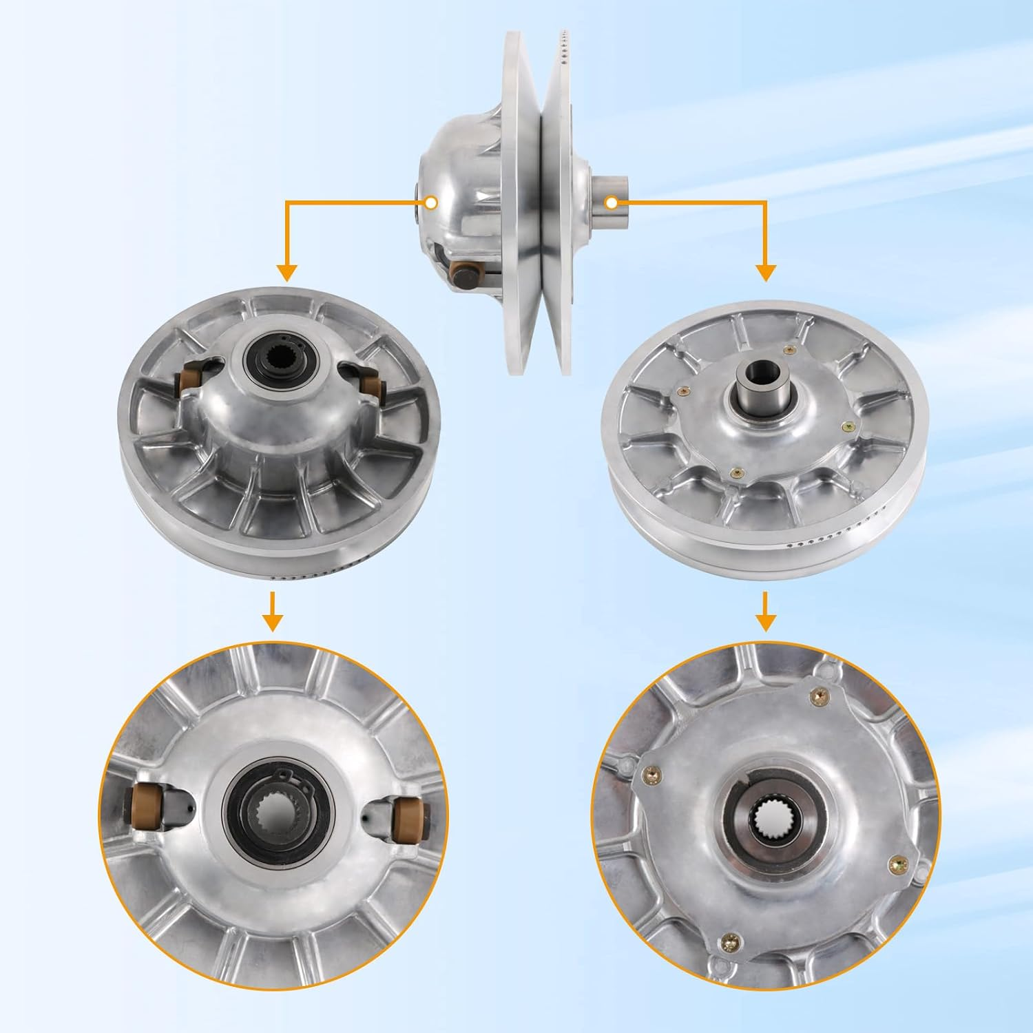 Primary & Secondary Clutches Compatible with POLARIS 570 RANGER 570，RZR 570，ACE 570，ACE 325 - Upgrade Tied Type Replace 1323038, 1323070, 1323119, 1323431 image number 3