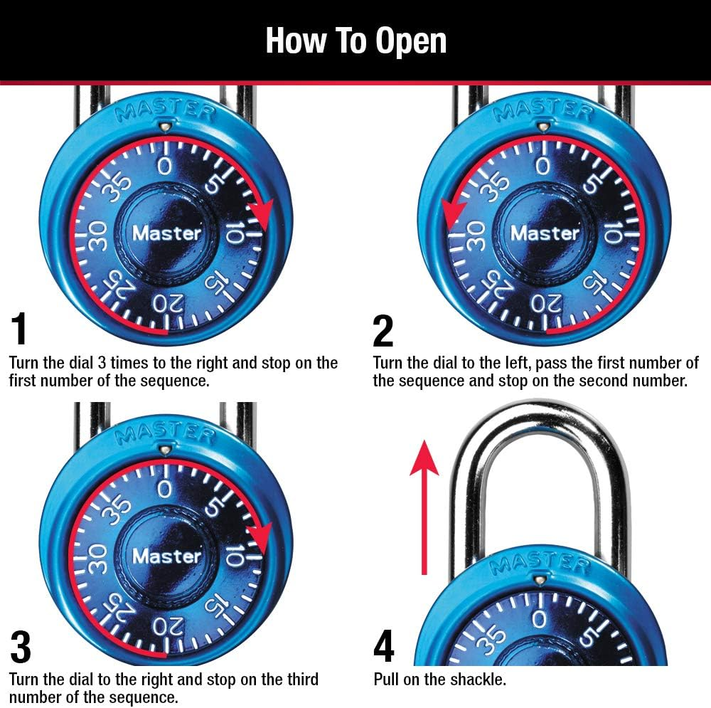 Master Lock 1533TRI Locker Lock Mini Combination Padlock, 3 Pack, Assorted Colors image number 1