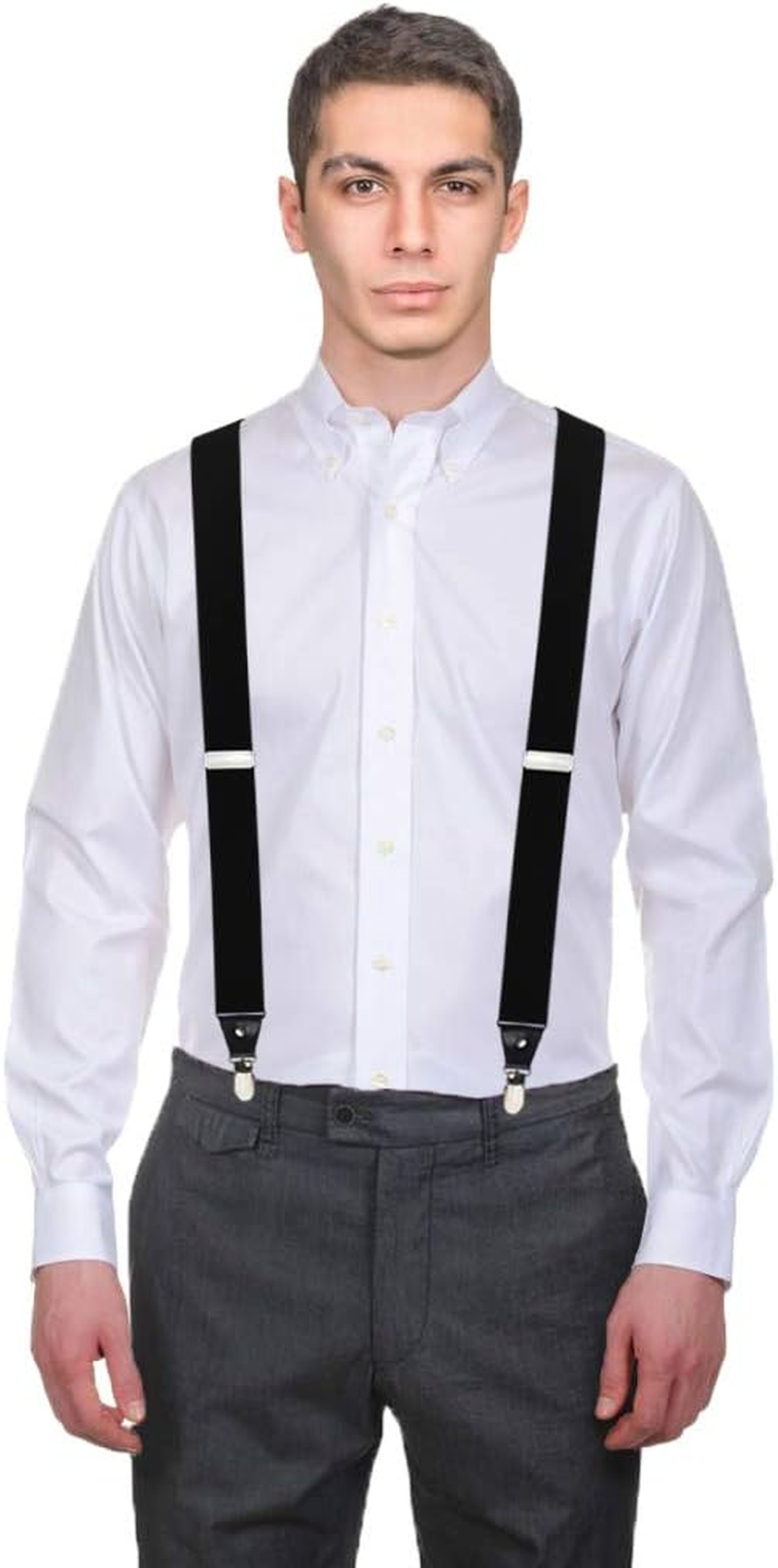 Moulen Men'S Y-Back 1.4 Inches Wide 4-Clips Adjustable Suspenders image number 2