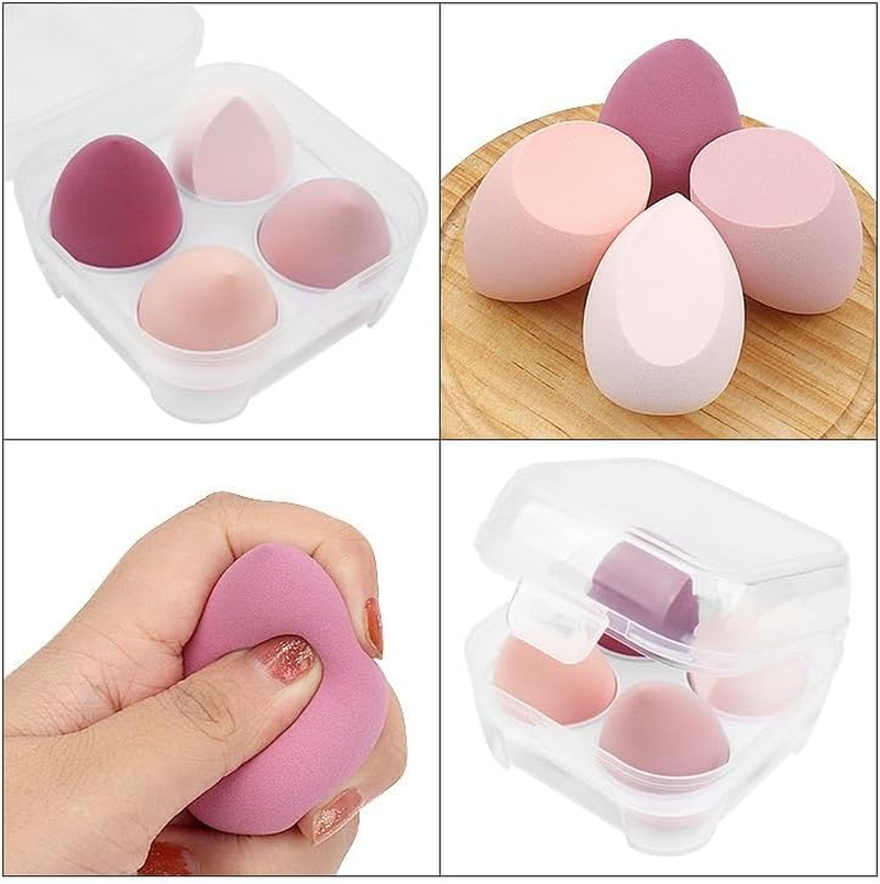 HIGHROCK 4Pcs Makeup Sponge, Beauty Sponge for Foundation with 1 Egg Case (Pink) image number 1