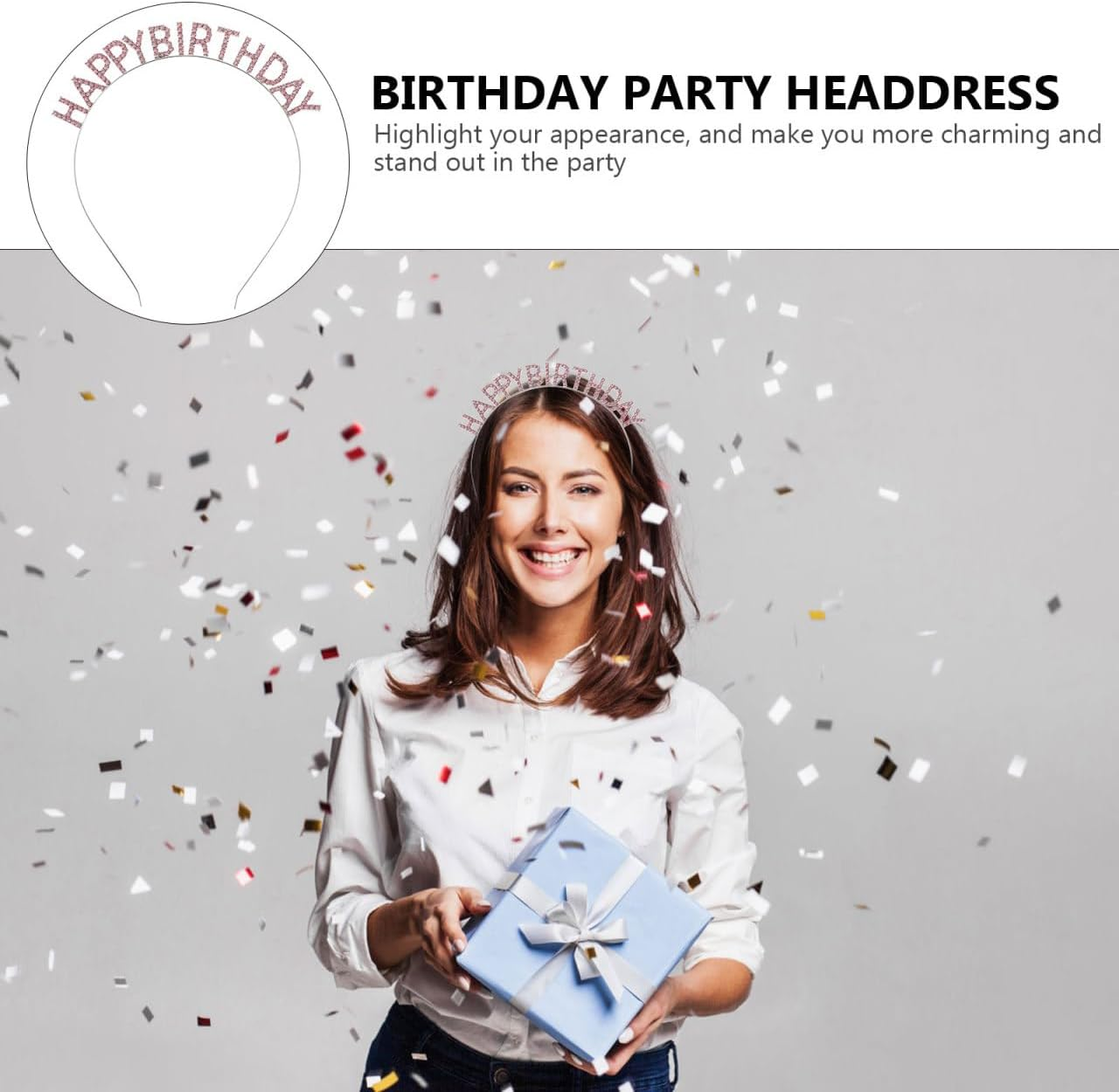 WOFASHPURET Creative Birthday Hair Hoops for Unique Photo Props Happy Birthday Hair Accessories Comfortable Eye-Catching Headband for Birthday Parties image number 4