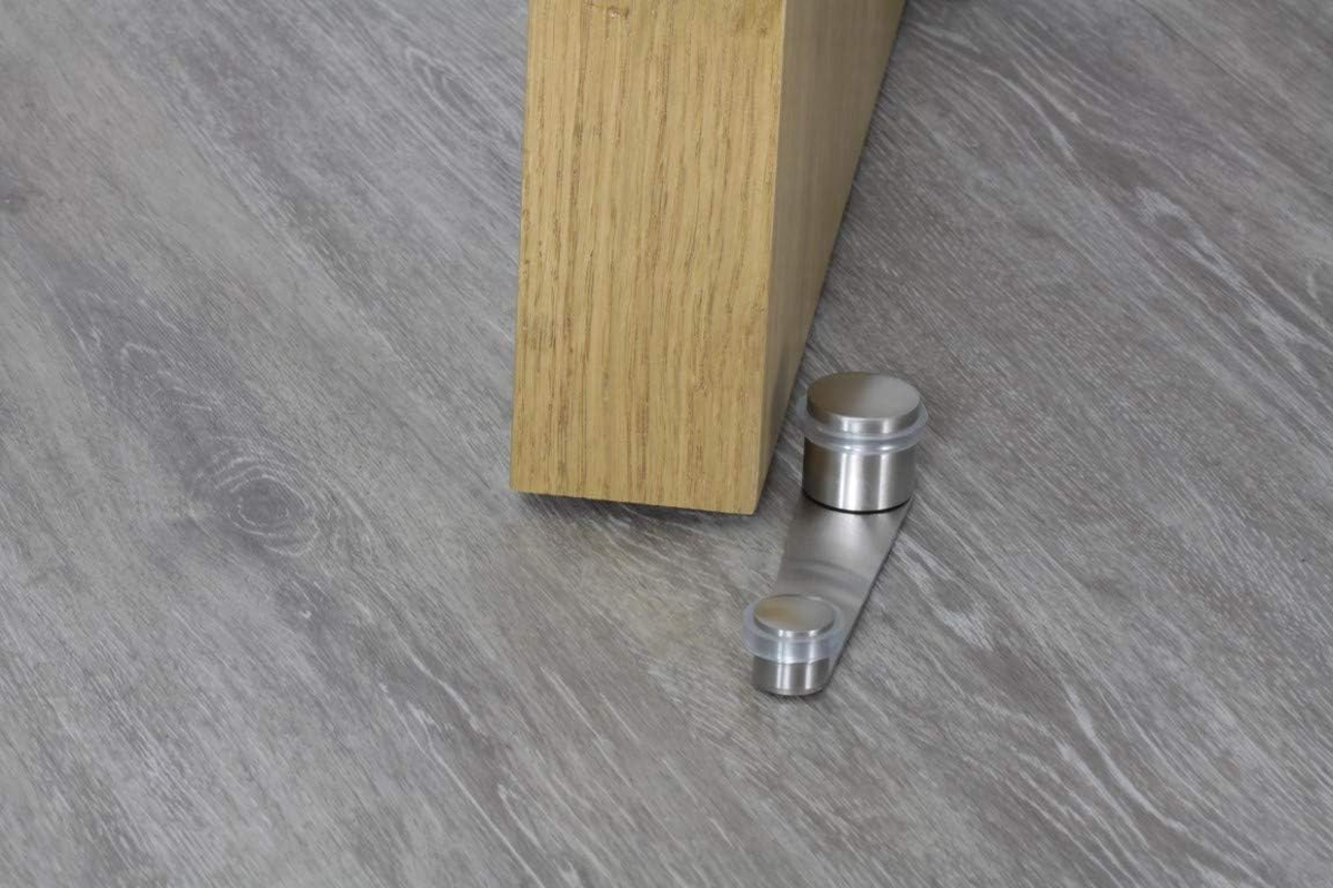 EVI Herrajes I-152-T &ndash; RETAINER Door Stop, Matt Inox Finish (Stainless Steel) Transparent Rubber