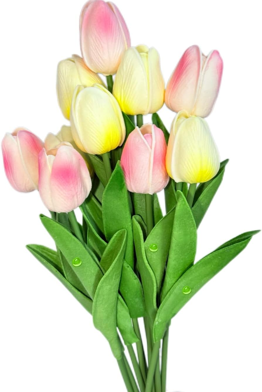 Artificial Tulips Flowers Fake Flowers Latex Tulips Real Touch for Party Home Wedding Decoration and DIY Decor, Multicolor 8PCS