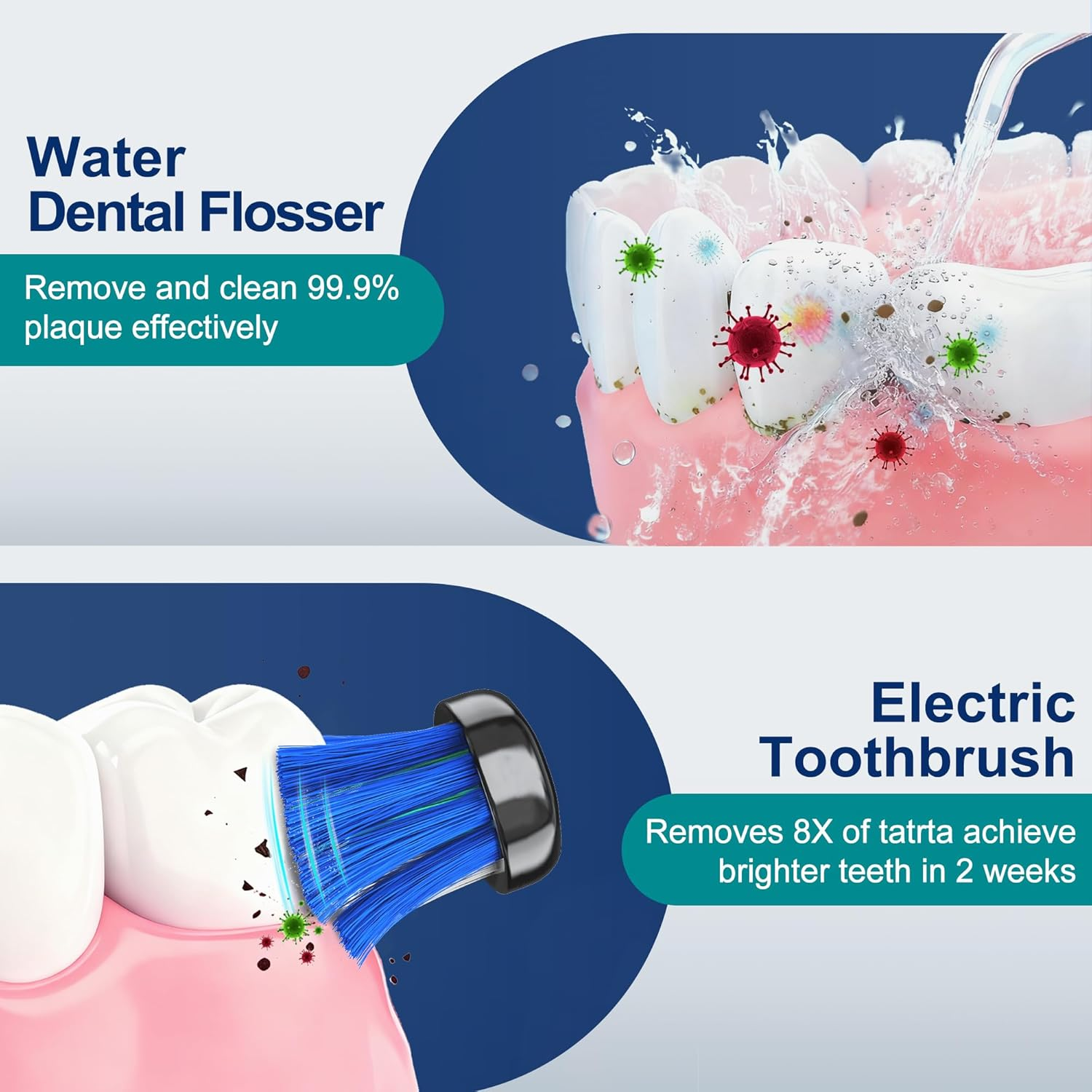 MOCEL Water Dental Flosser and Electric Toothbrush Combo - Portable Oral Clean Kit for Teeth Cleaning, Braces & Gums Care image number 4