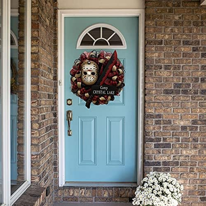 Halloween Horror Clown Face Cover Wreath, Reusable Horrible Face Cover Wreath Front Door Decoration Halloween Props Festival Party Decor for Home/1037 (Size : B) image number 5