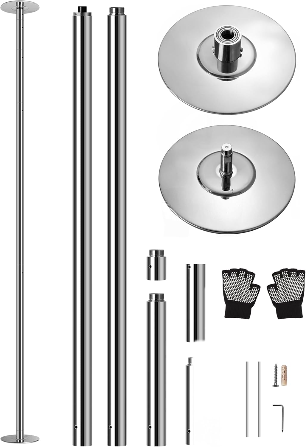 Serenelife 45Mm Fitness Dance Pole &ndash; Static & Spinning Modes, Heavy-Duty Removable Pole for Strength, Cardio & Dance &ndash; Easy Assembly, No Drilling &ndash; Suitable for Home, Club, Gym, Party, Pub