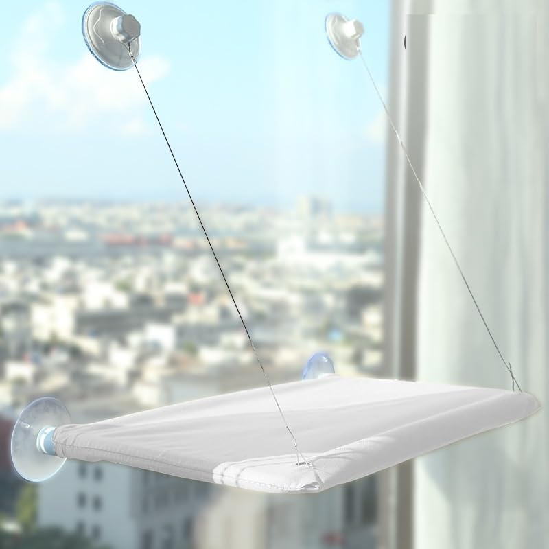 CYBERNOVA Cat Window Perch, Cat Hammock,Cat Window Bed for Indoor,Robust and Stable Cat Window Hammock with 4 Strong Suction Cups, Sturdy Metal Frame Cat Still Bed for Cats (Gray) image number 2