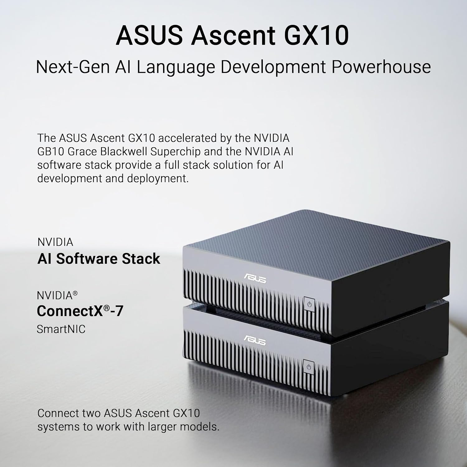 ASUS Ascent GX10 AI Supercomputer Mini PC, ARM V9.1-A CPU (GB10), 128GB LPDDR5X RAM, 1TB SSD, NVIDIA Blackwell Integrated GPU (GB10), 10Gbe LAN, Wifi 7, NVIDIA DGX OS image number 4