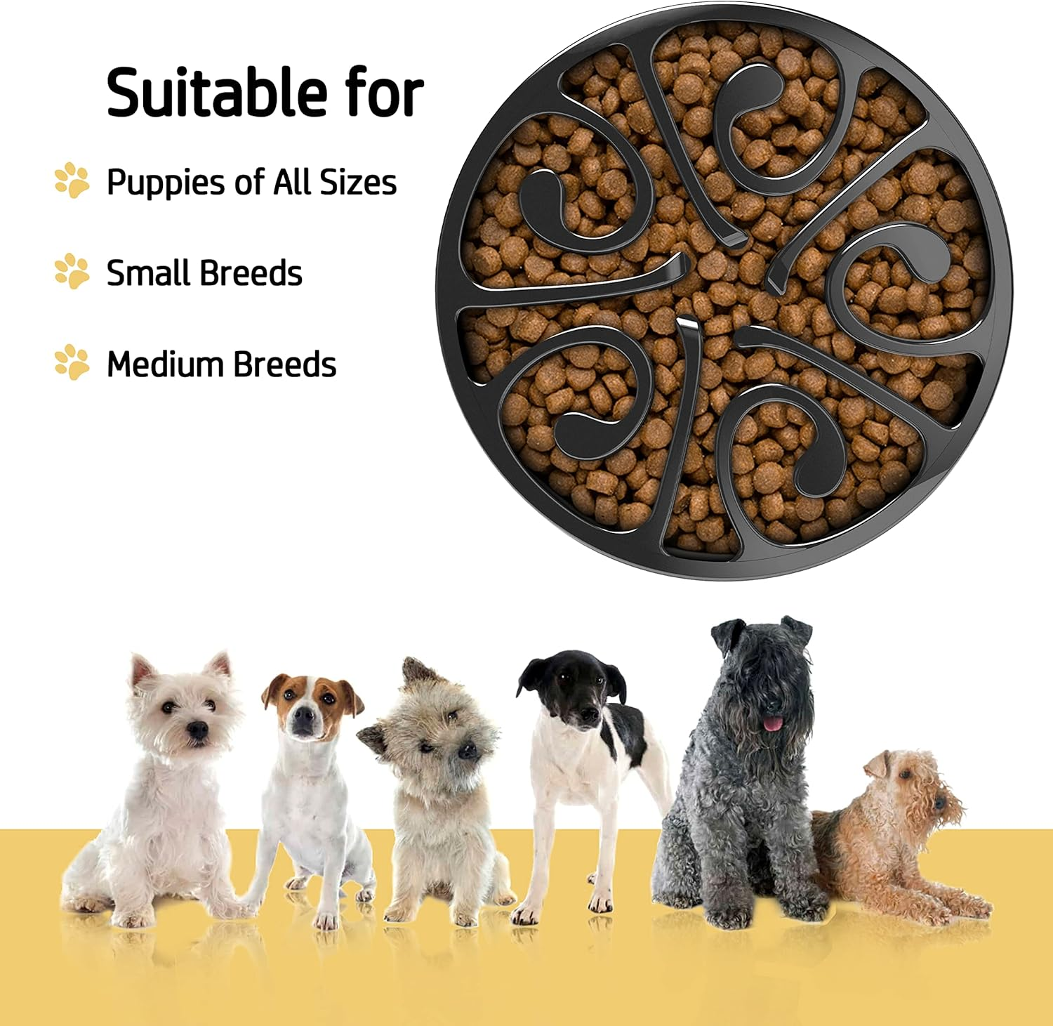 Decyam Slow Feeder Dog Bowl Slow Eating Dog Bowl Pet Puppy Fun Puzzle Feeder Non Skid Bloat Stop Feeding Bowl (Small/Medium, Black)